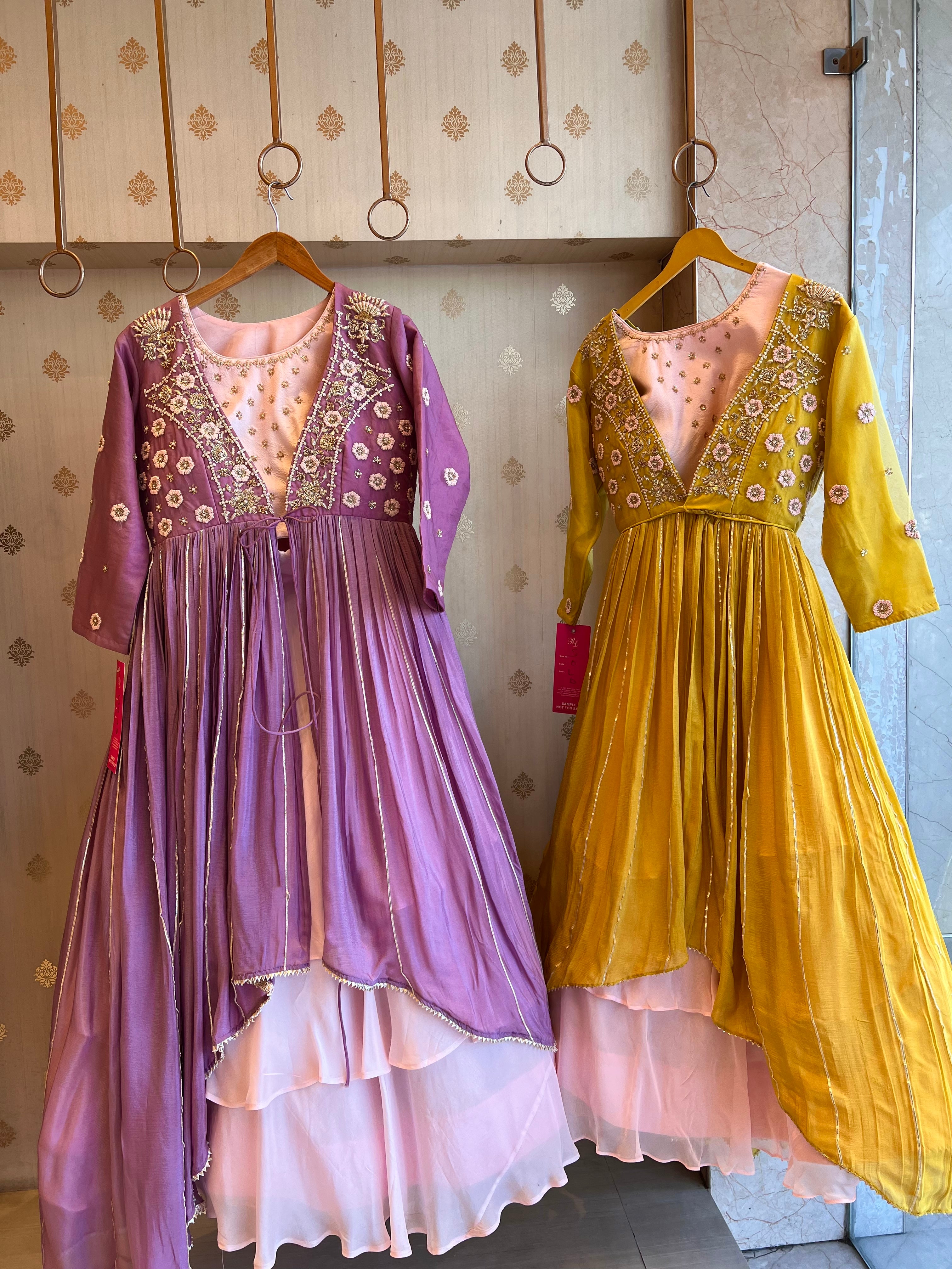 Indo western crop top skirt with jacket