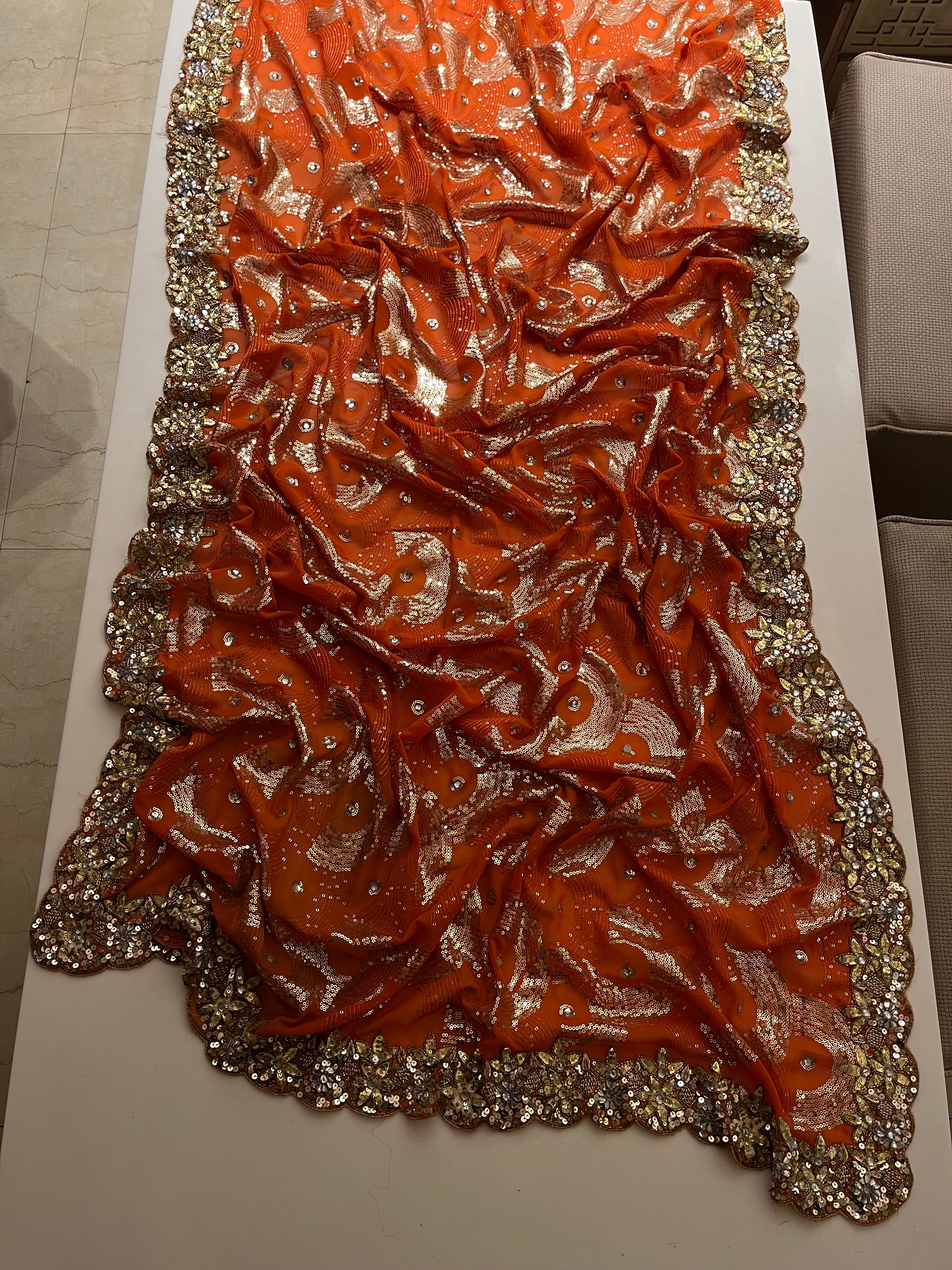Rust Orange Saree