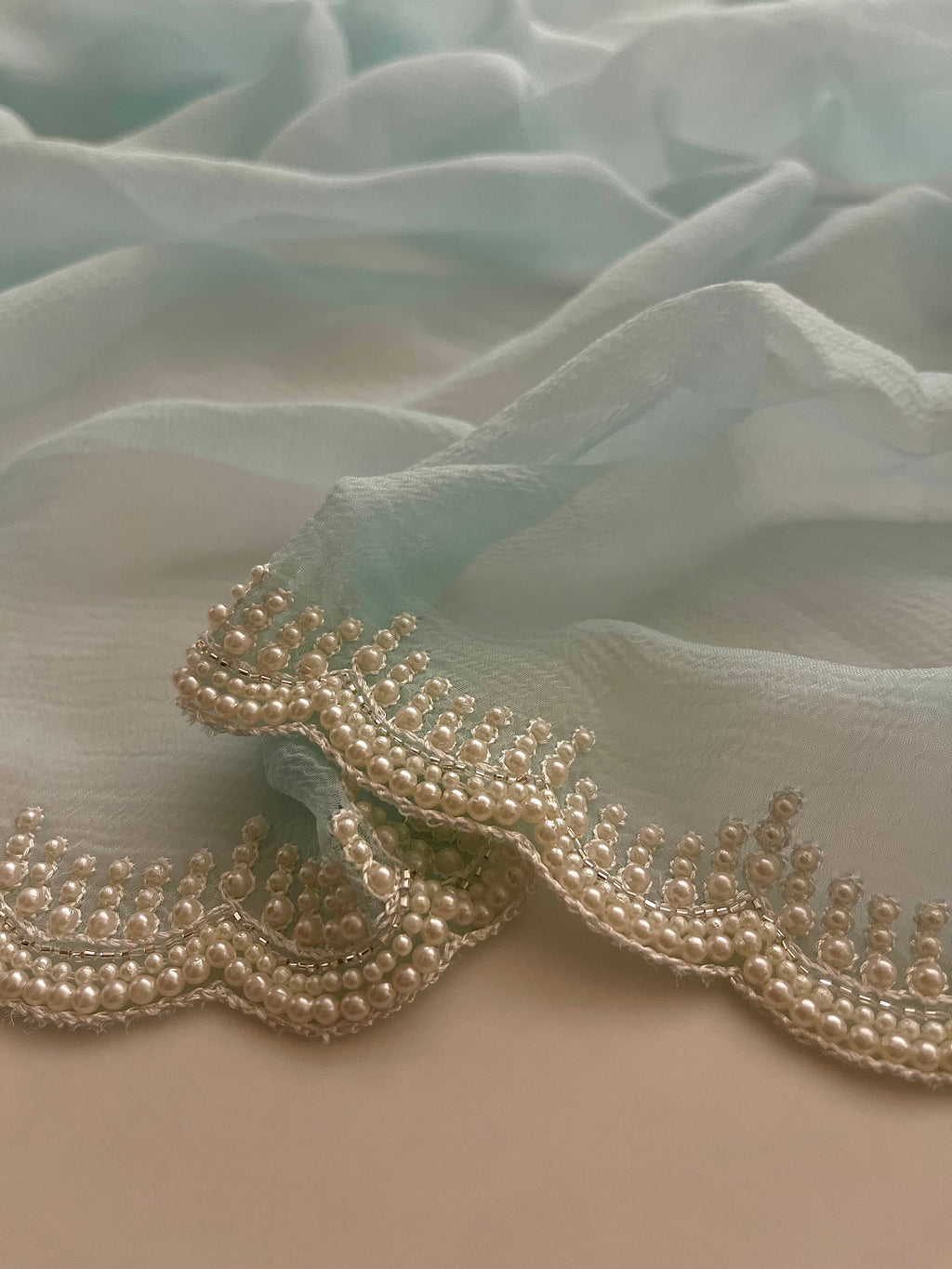 Pretty Pearls Aqua Saree
