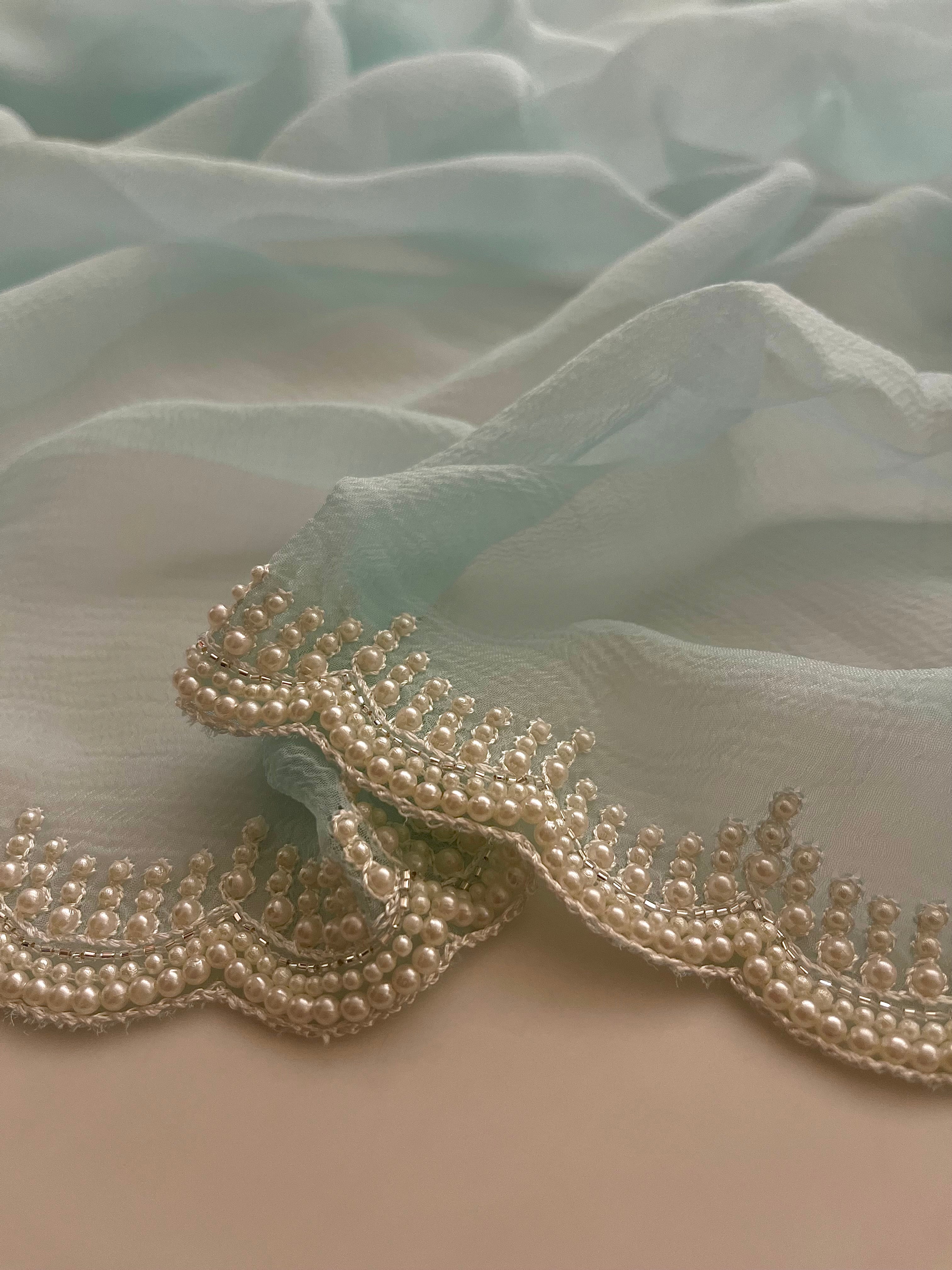 Pretty Pearls Aqua Saree