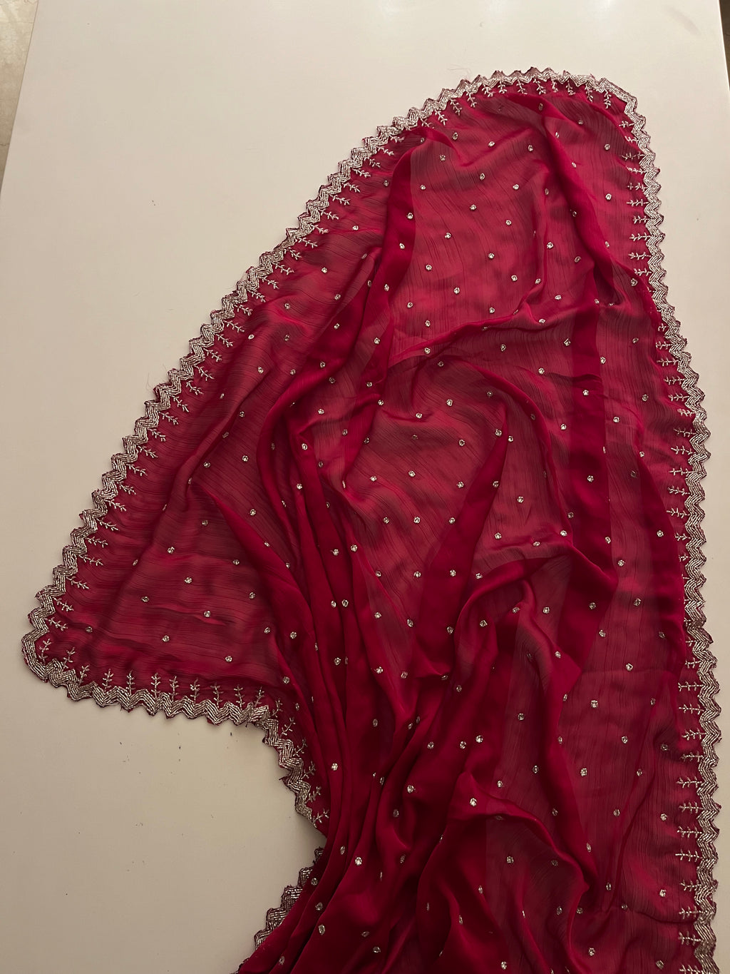 Rose Pink crystal Saree