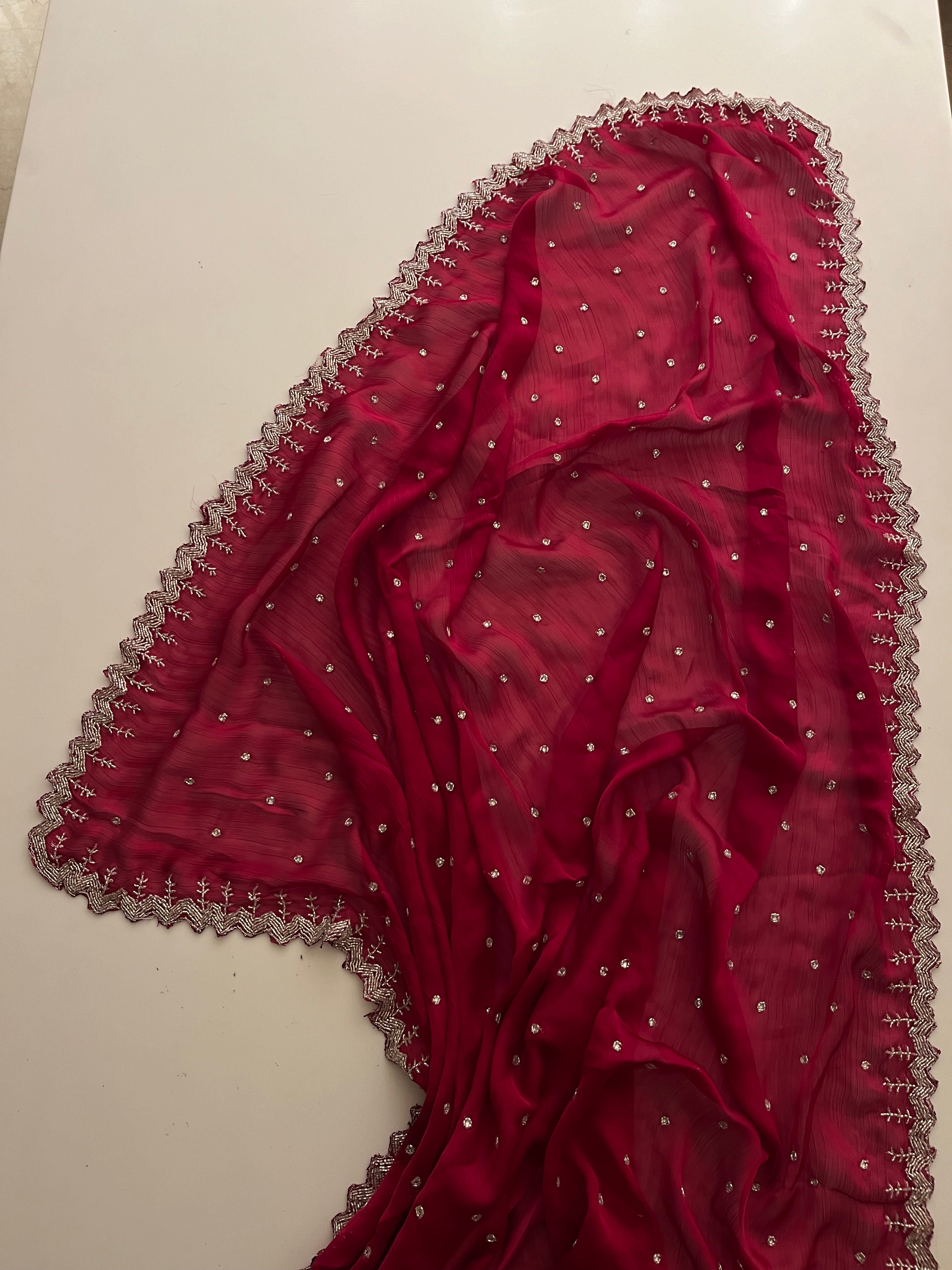 Rose Pink crystal Saree