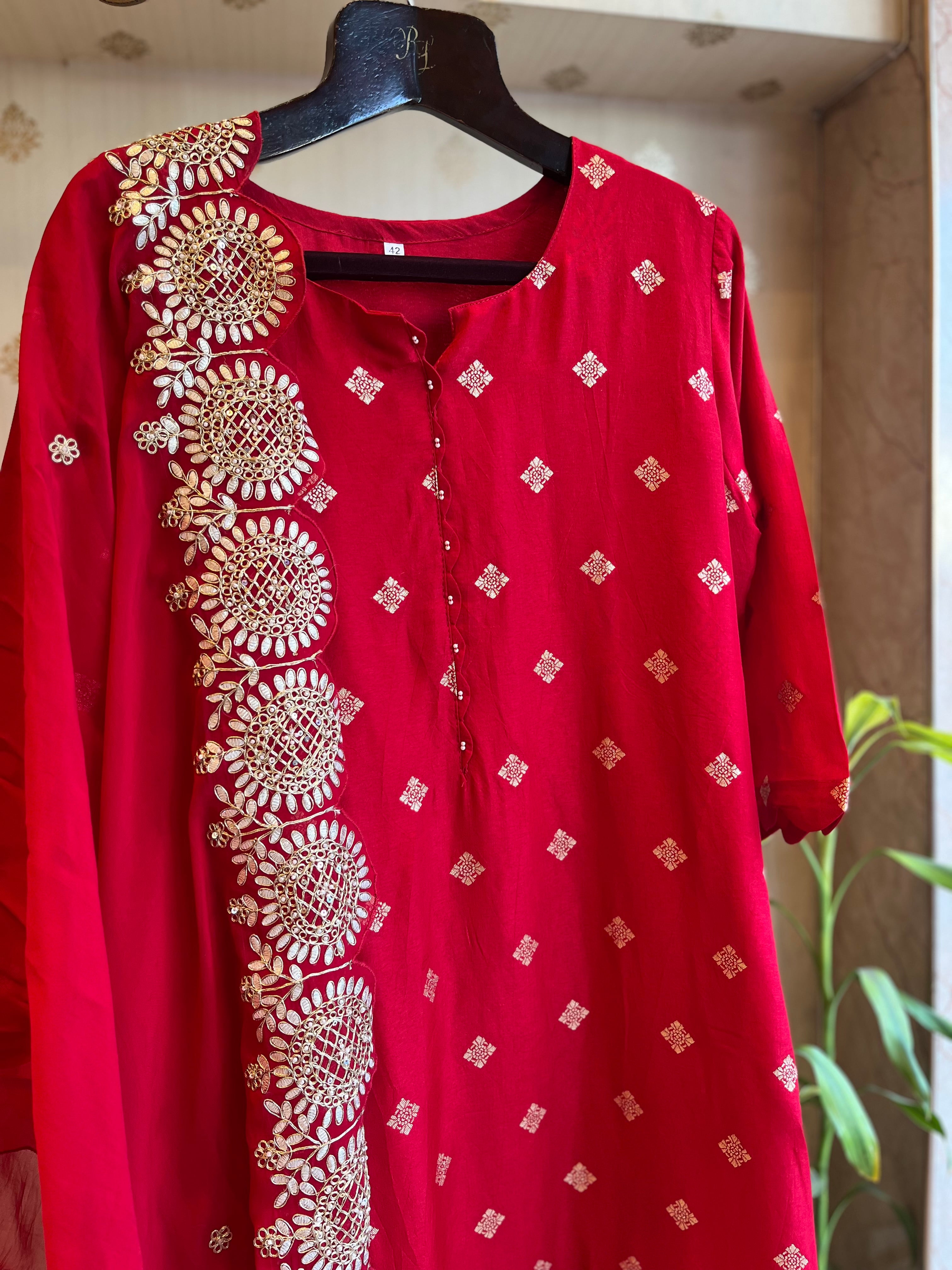 Red & Gold Silk Suit
