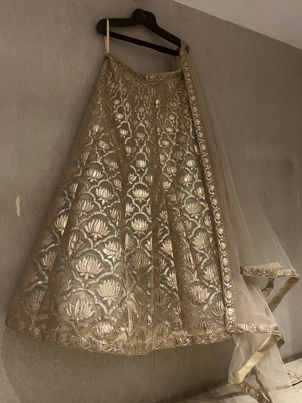 Golden Organza Lotus Lehenga Set