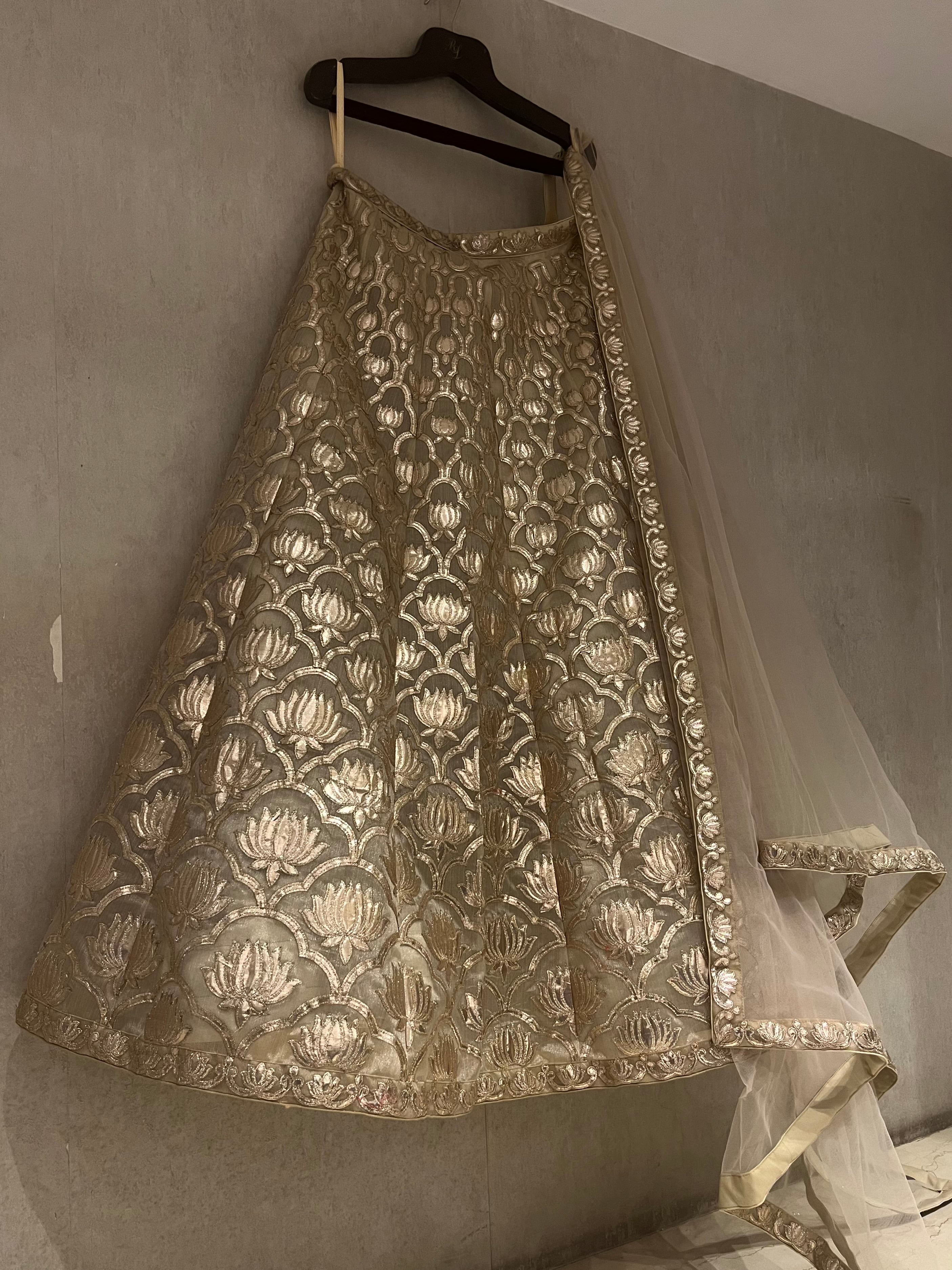 Golden Organza Lotus Lehenga Set
