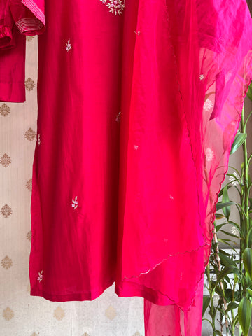 Raani Pink raw silk suit set