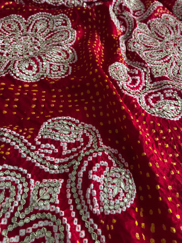 Heavy Pure Gajji Silk Bandhej saree
