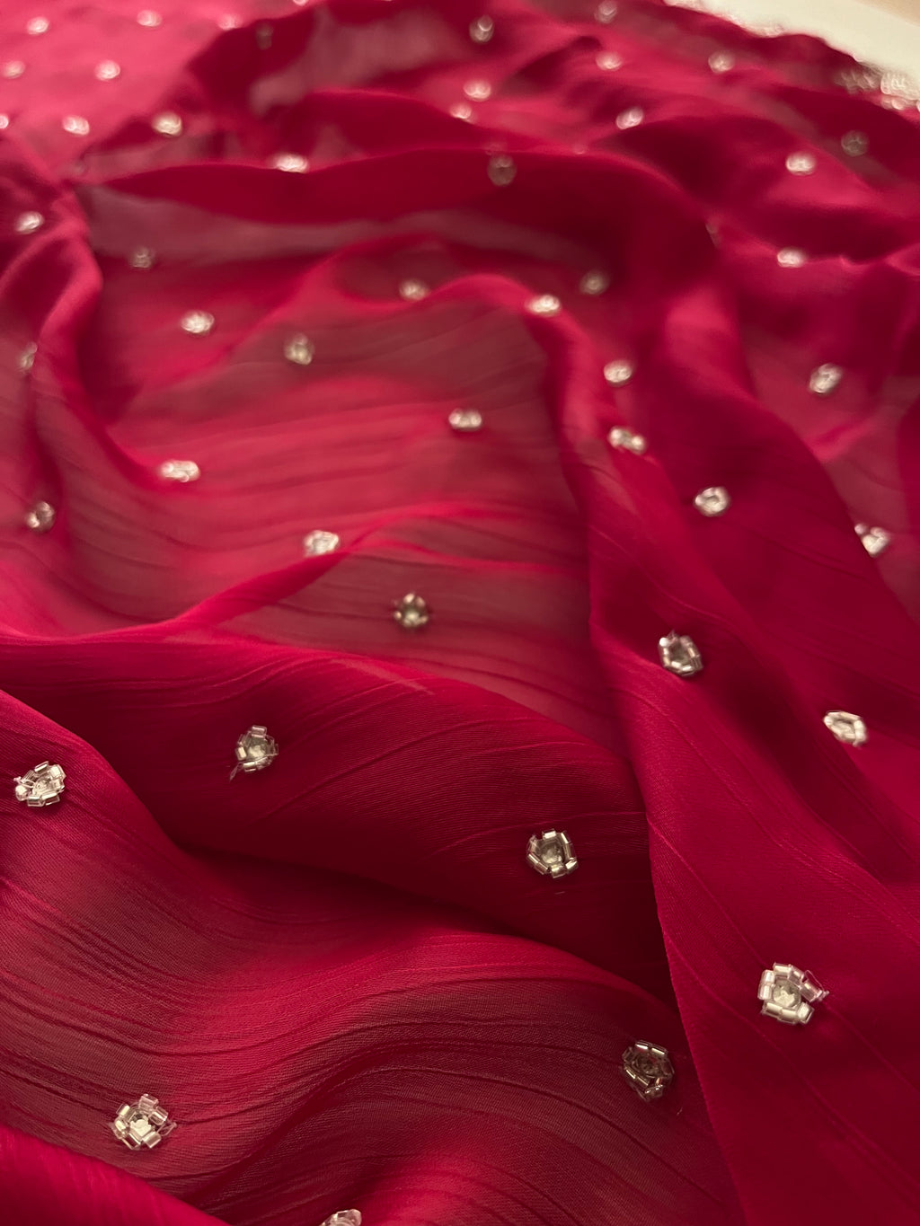 Rose Pink crystal Saree