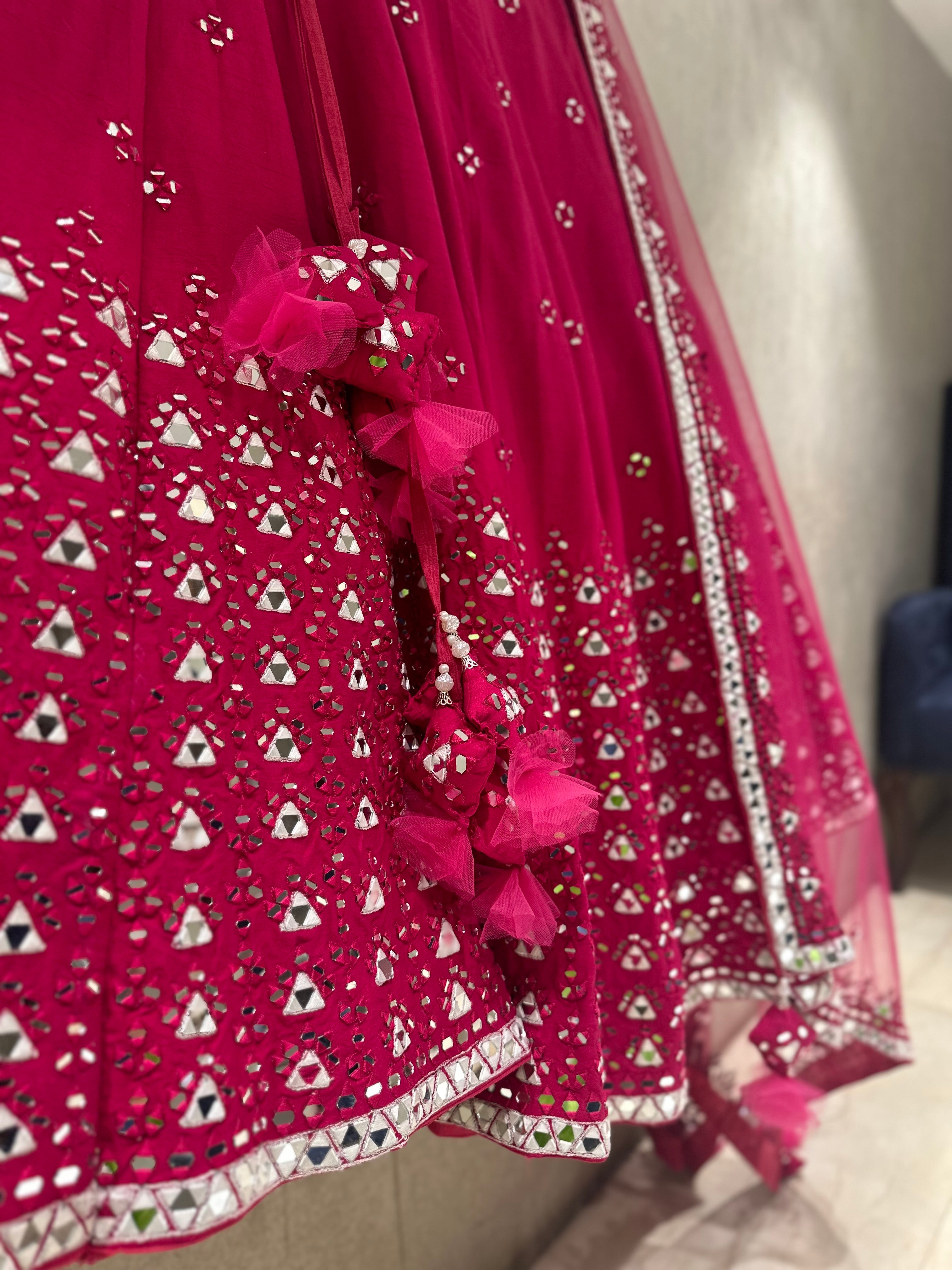 Mirror work Rani Lehenga