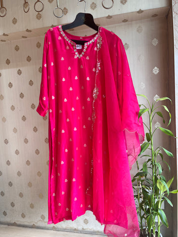 Raani Pink Chanderi Silk Suit set