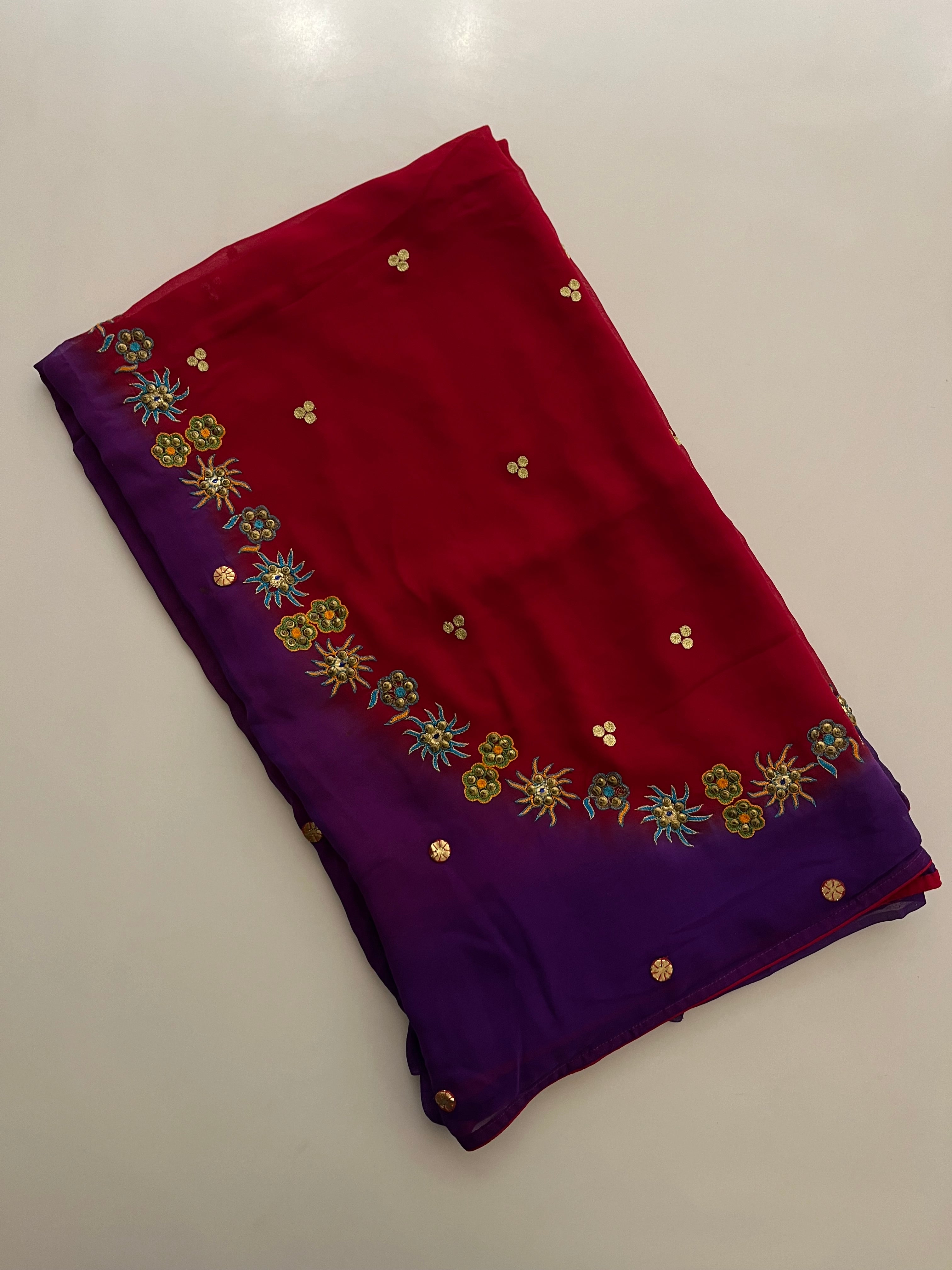 Violet & Red Georgette saree