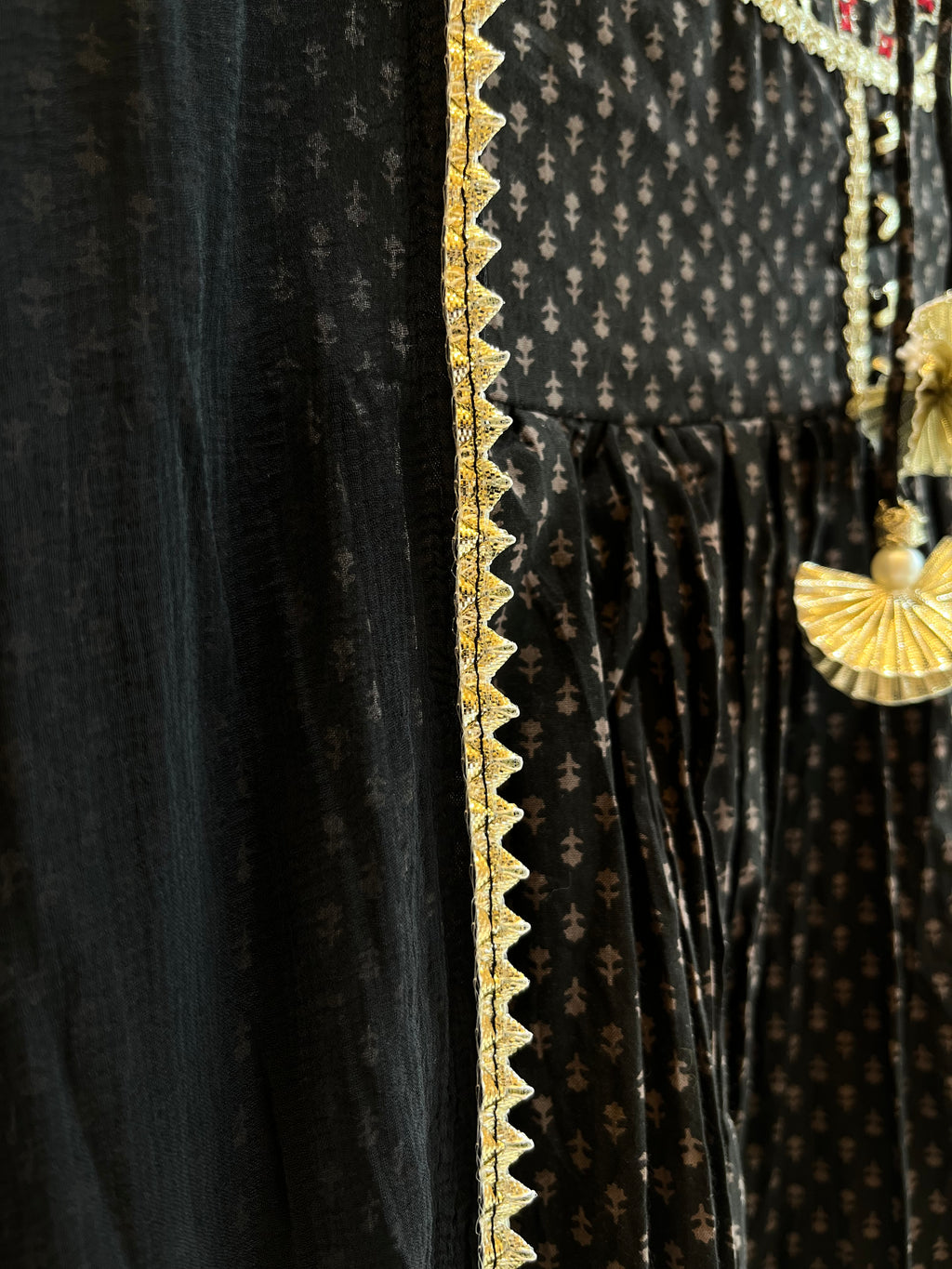 Black Cotton Sharara Set