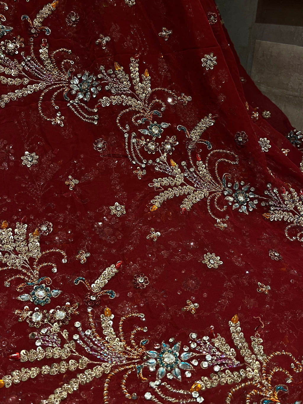 Beautiful Deep Red bridal lehenga set
