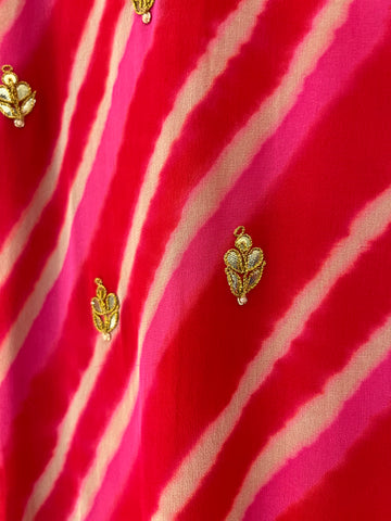 Red and Pink Leheriya Kurti