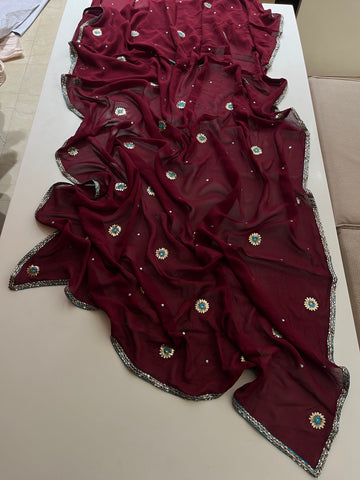 Elegant Wine Red Saree