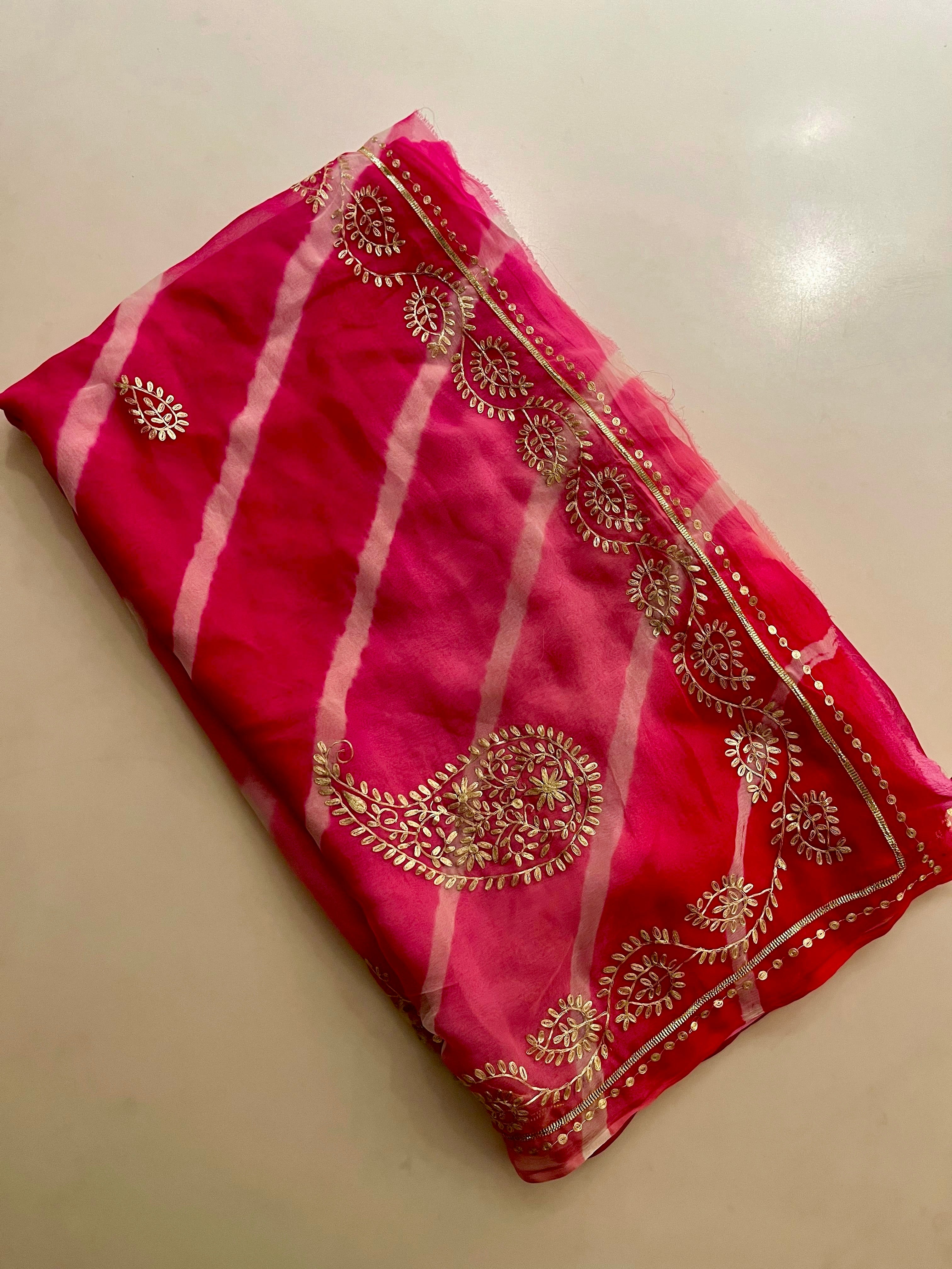 Lehriya handwork saree