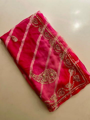 Lehriya handwork saree