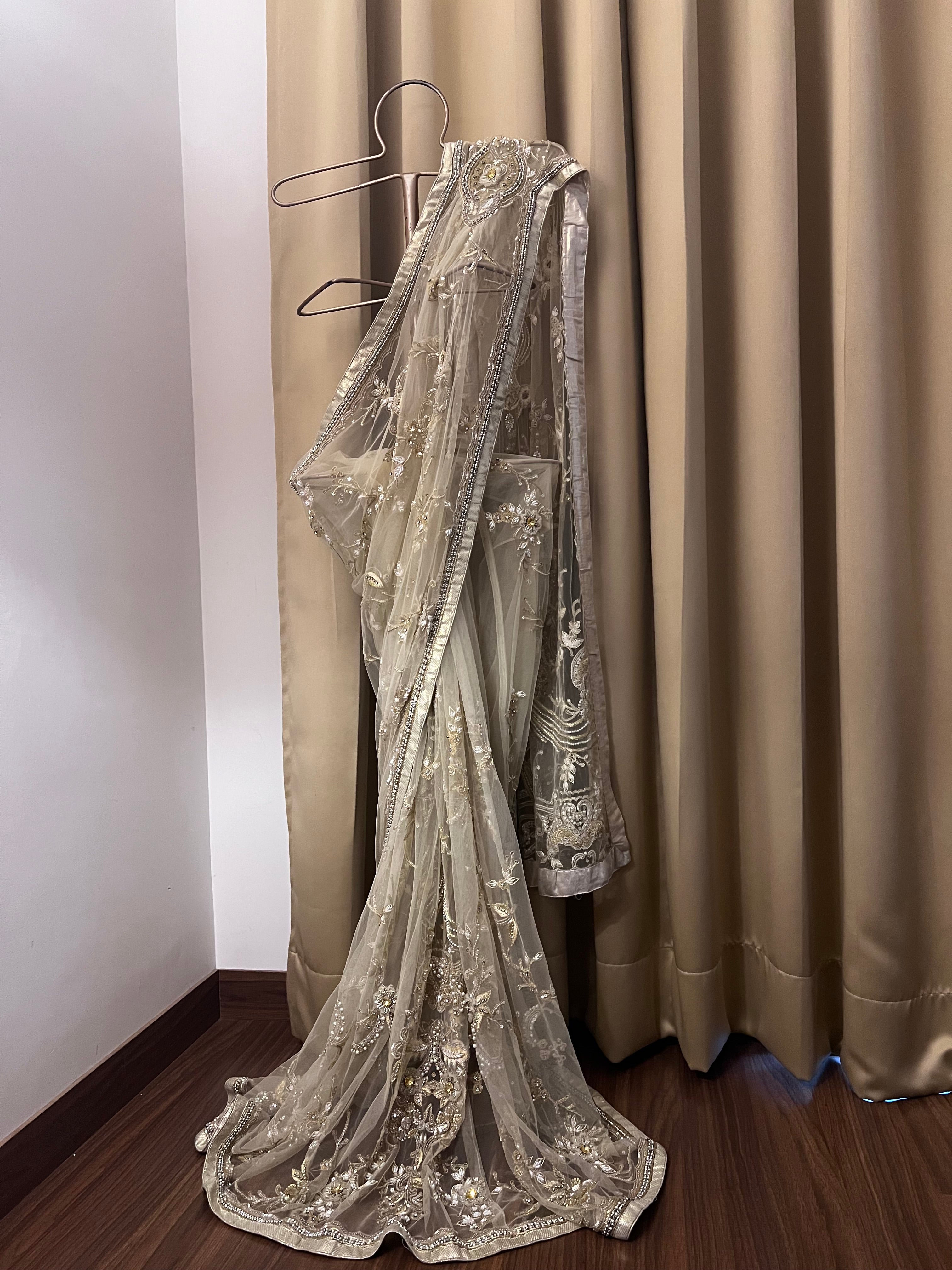 Nude cocktail saree