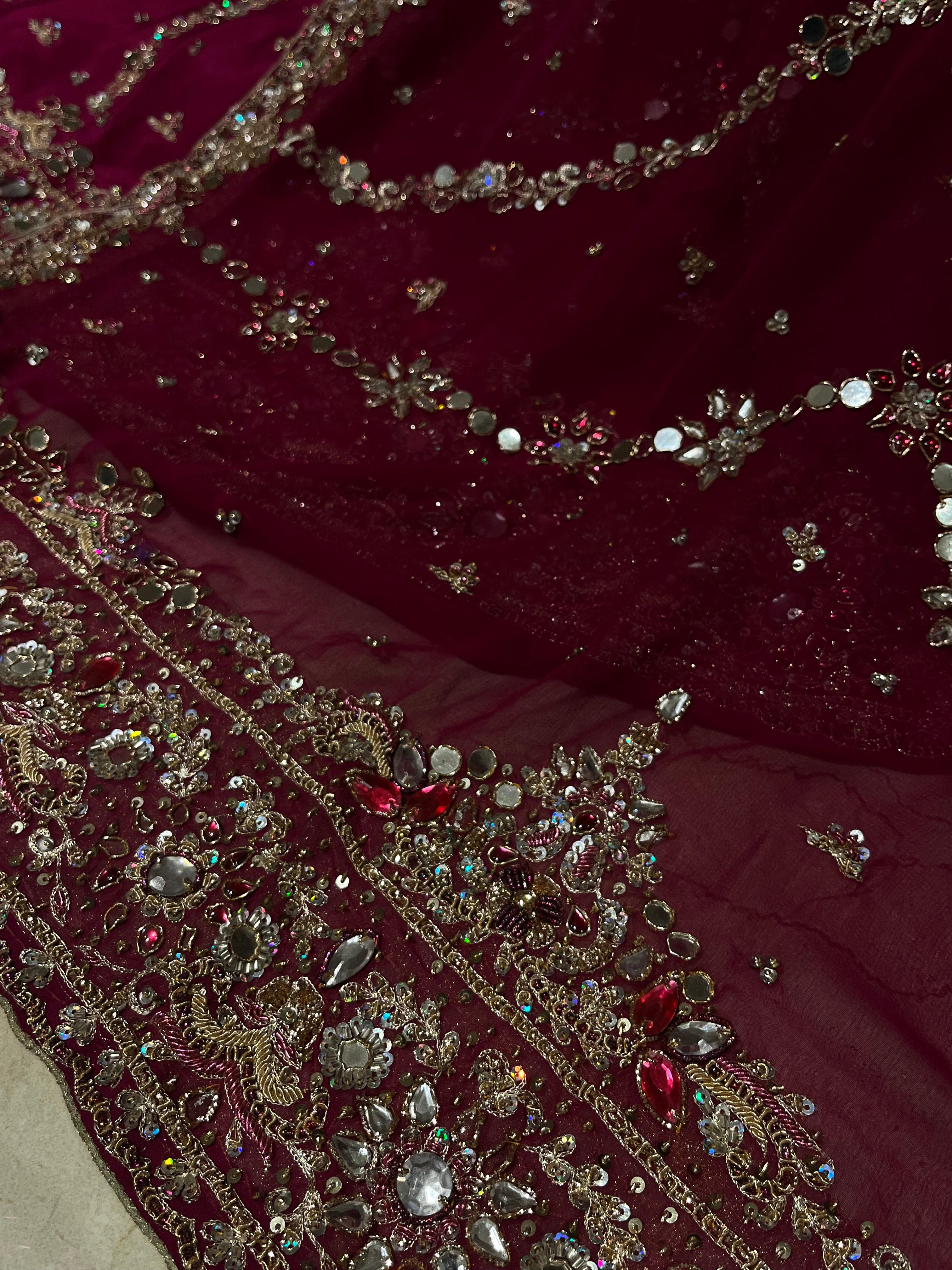 Magenta Zardozi Lehenga Set
