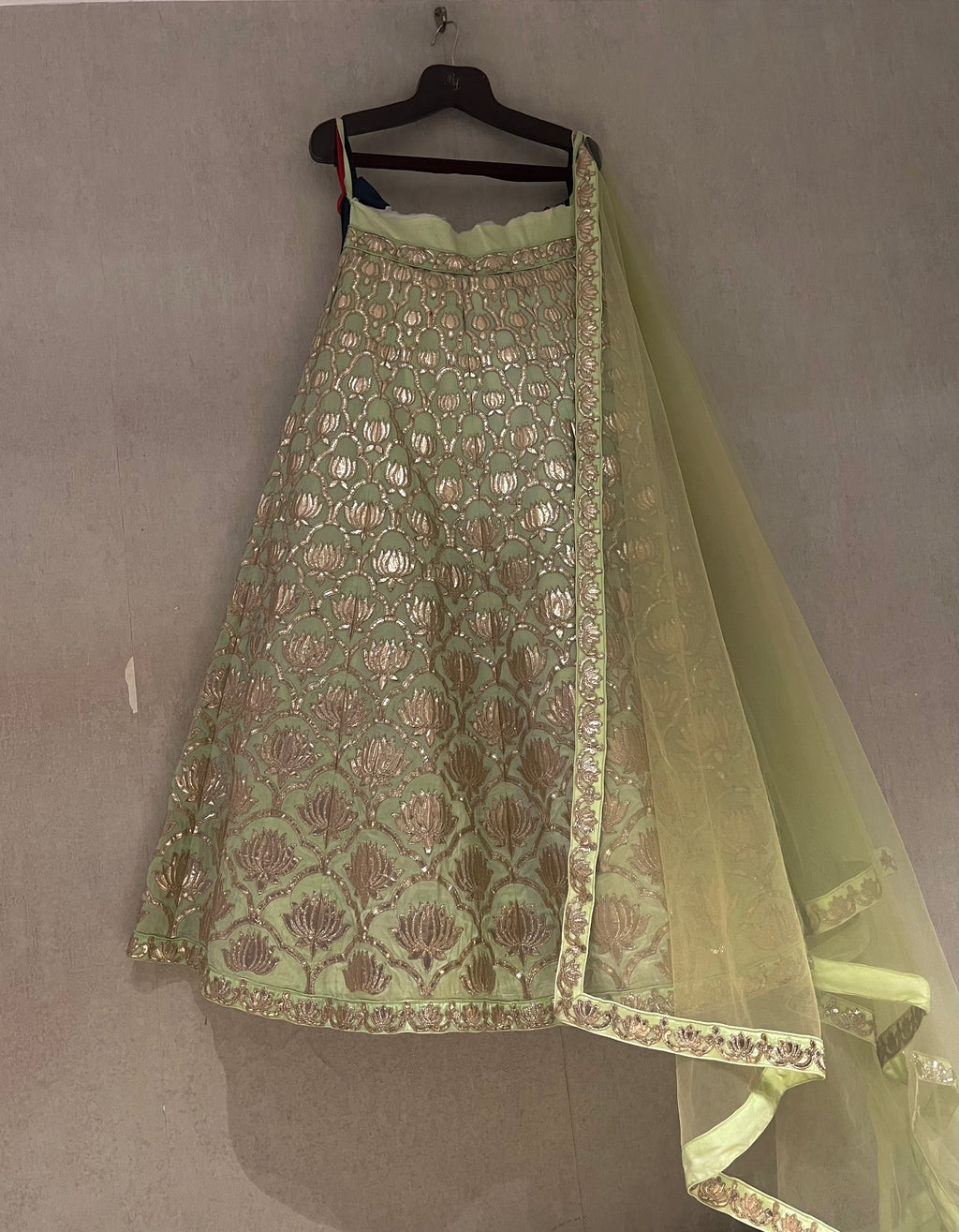 Elaichi Green lotus Lehenga Set