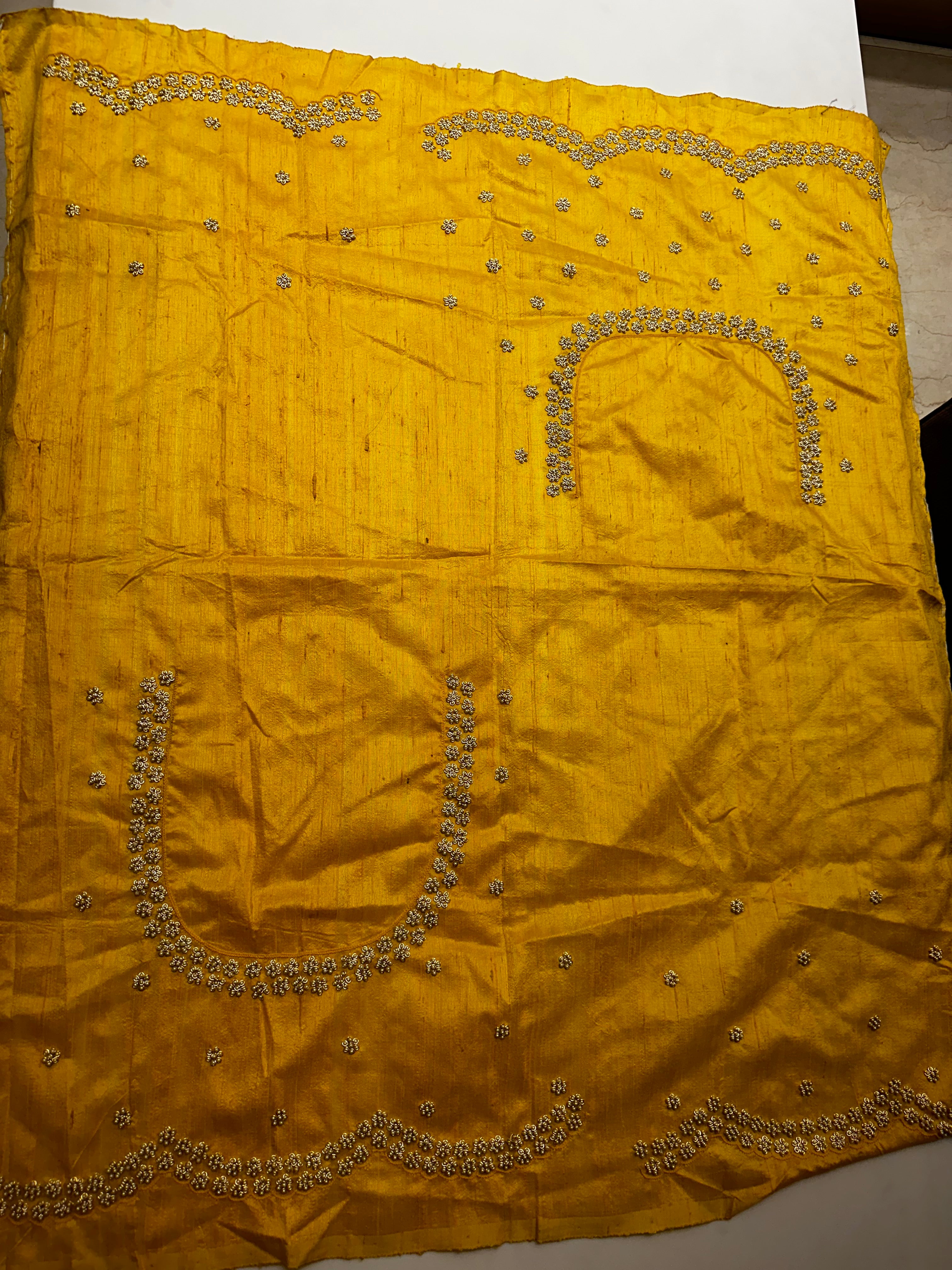 “Radha” Haldi Yellow Pearl Saree