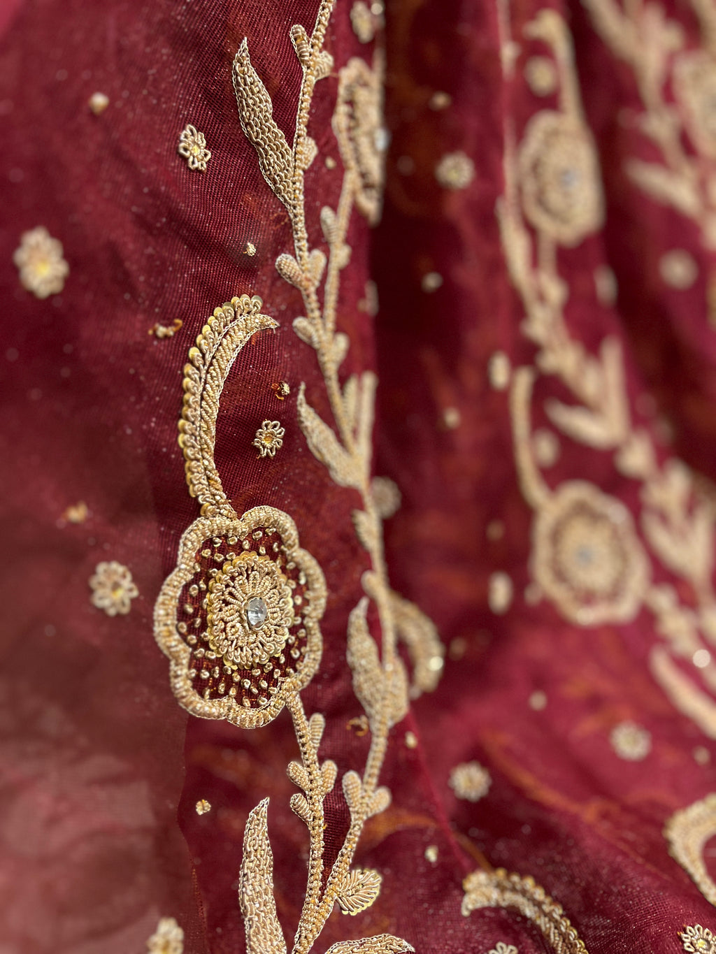 Unstitched Tissue Net Lehenga