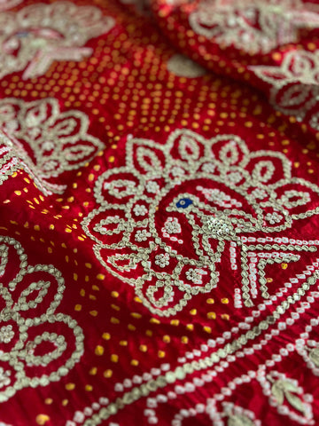 Paheli Bandhej Pure Gajji silk saree