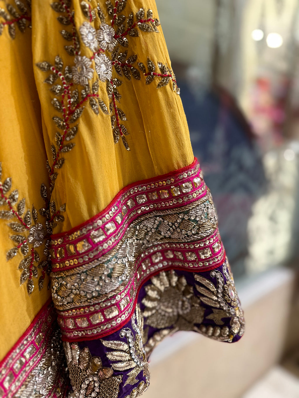 Mango Pure Georgette, heavy Mukesh lehenga