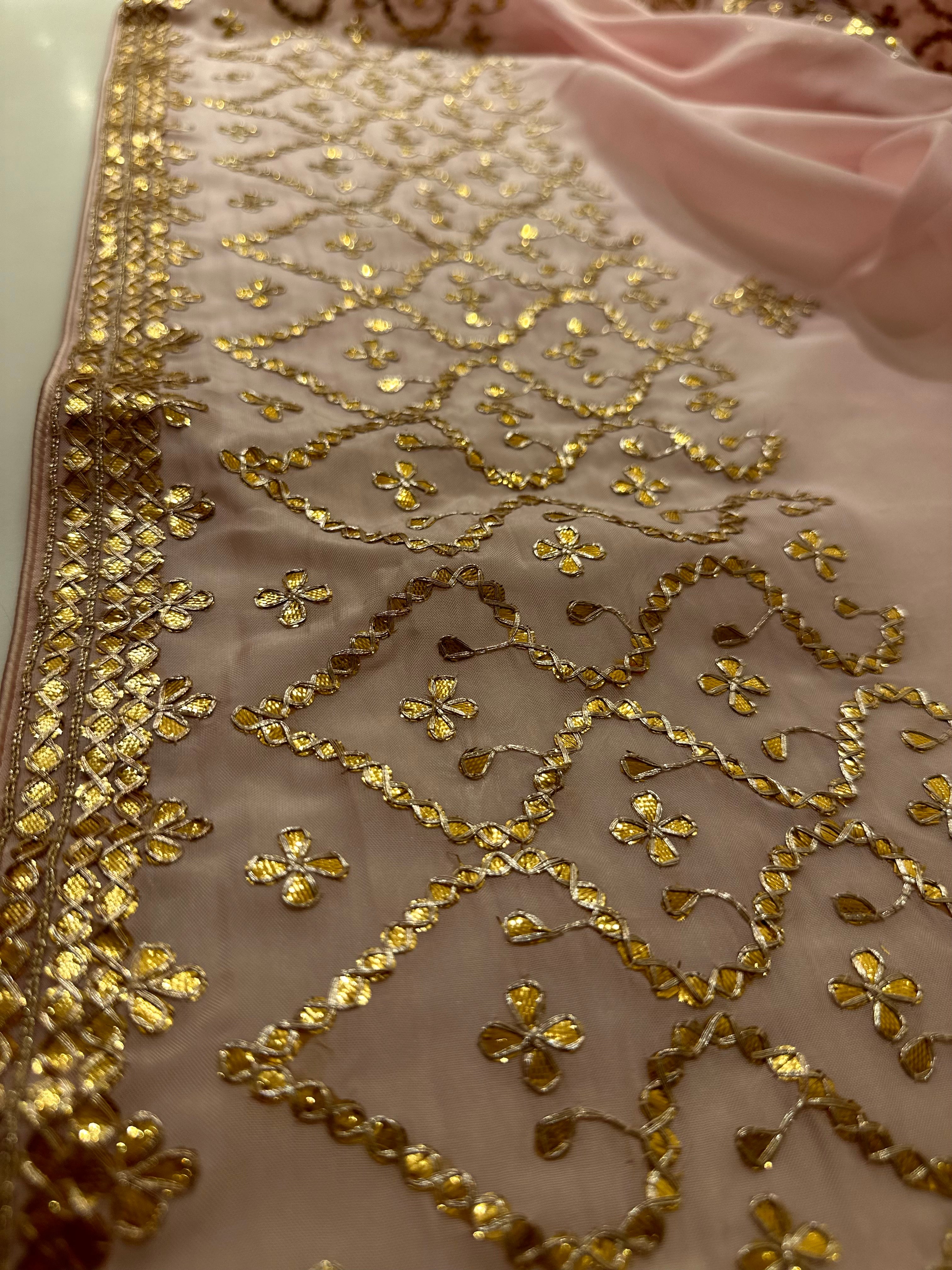Zero size, Gotapatti fine handwork saree