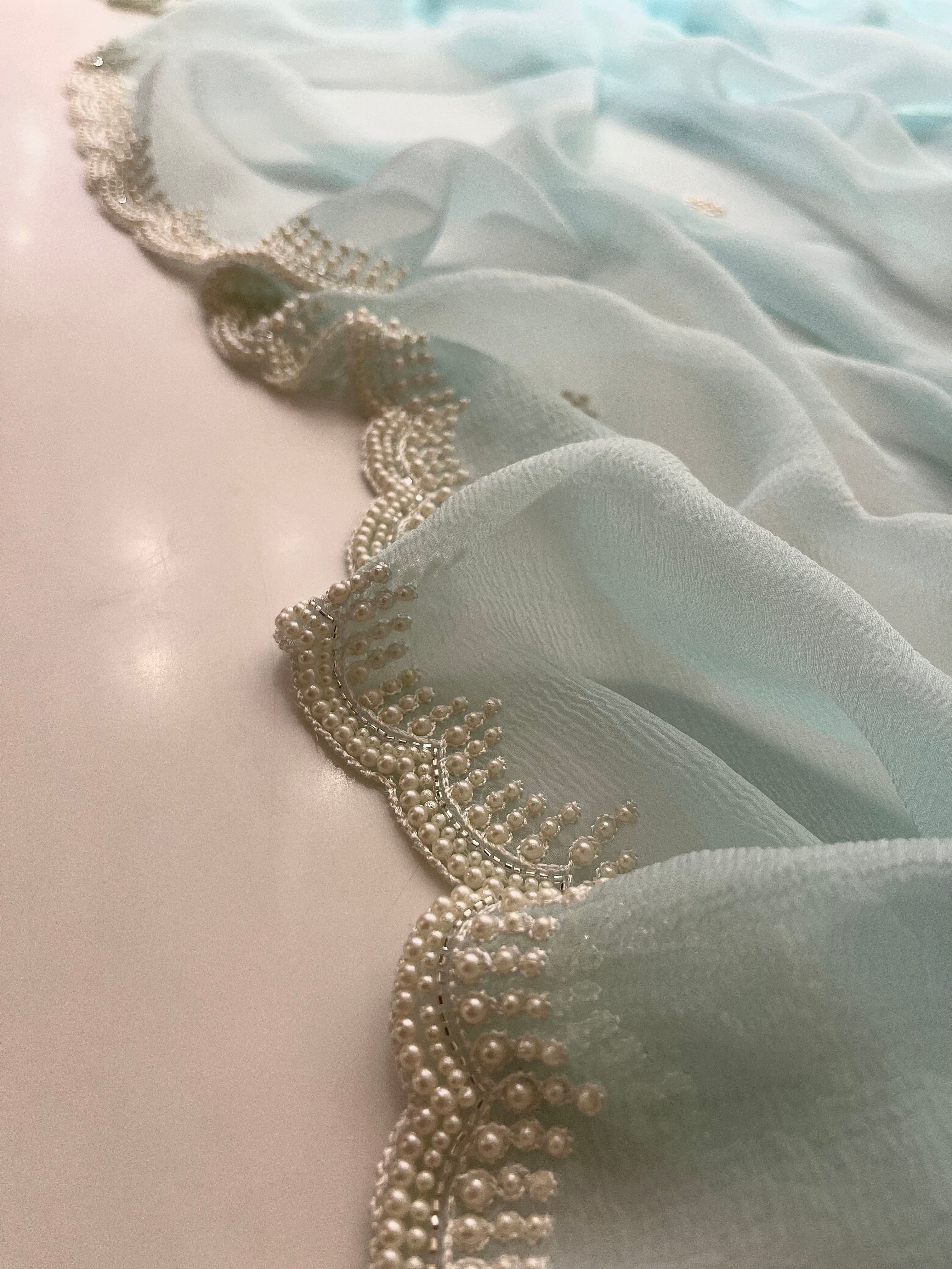 Pretty Pearls Aqua Saree
