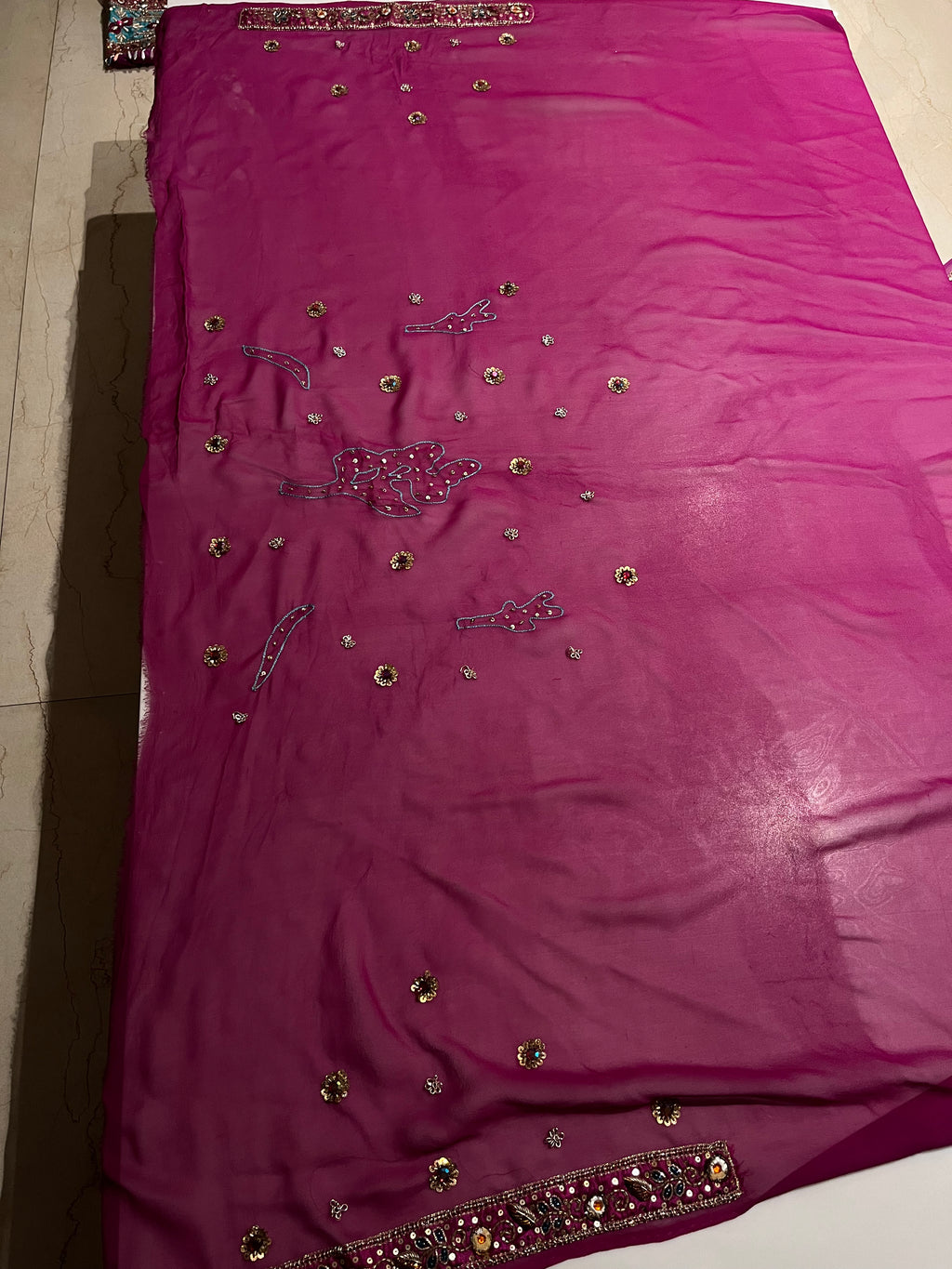 Firozi & Pink Ombré Georgette Lehenga