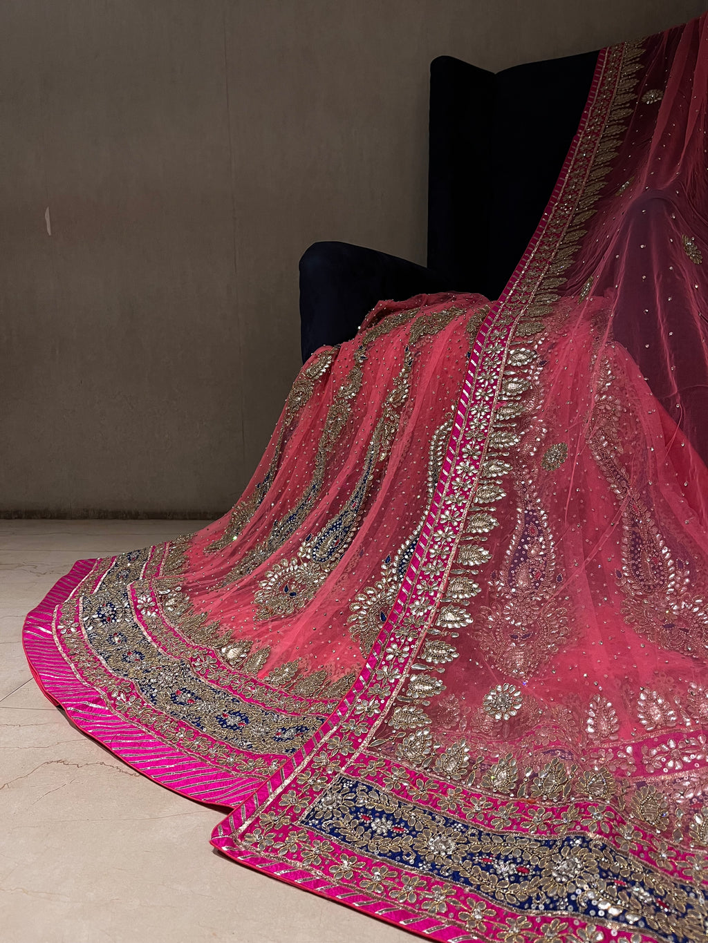 Rajputana Style Net Lehenga Set