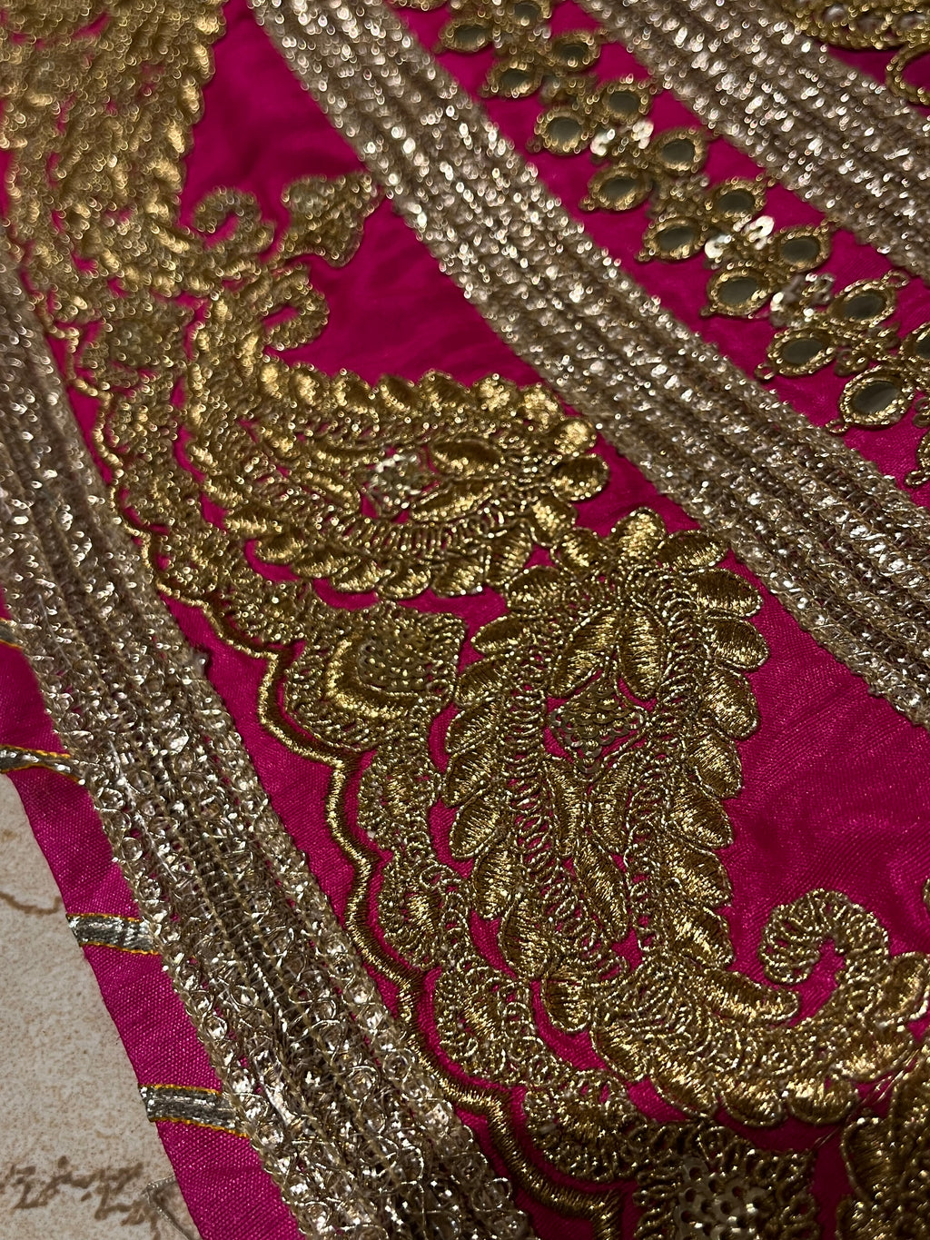 Crème & Golden Net Lehenga Set