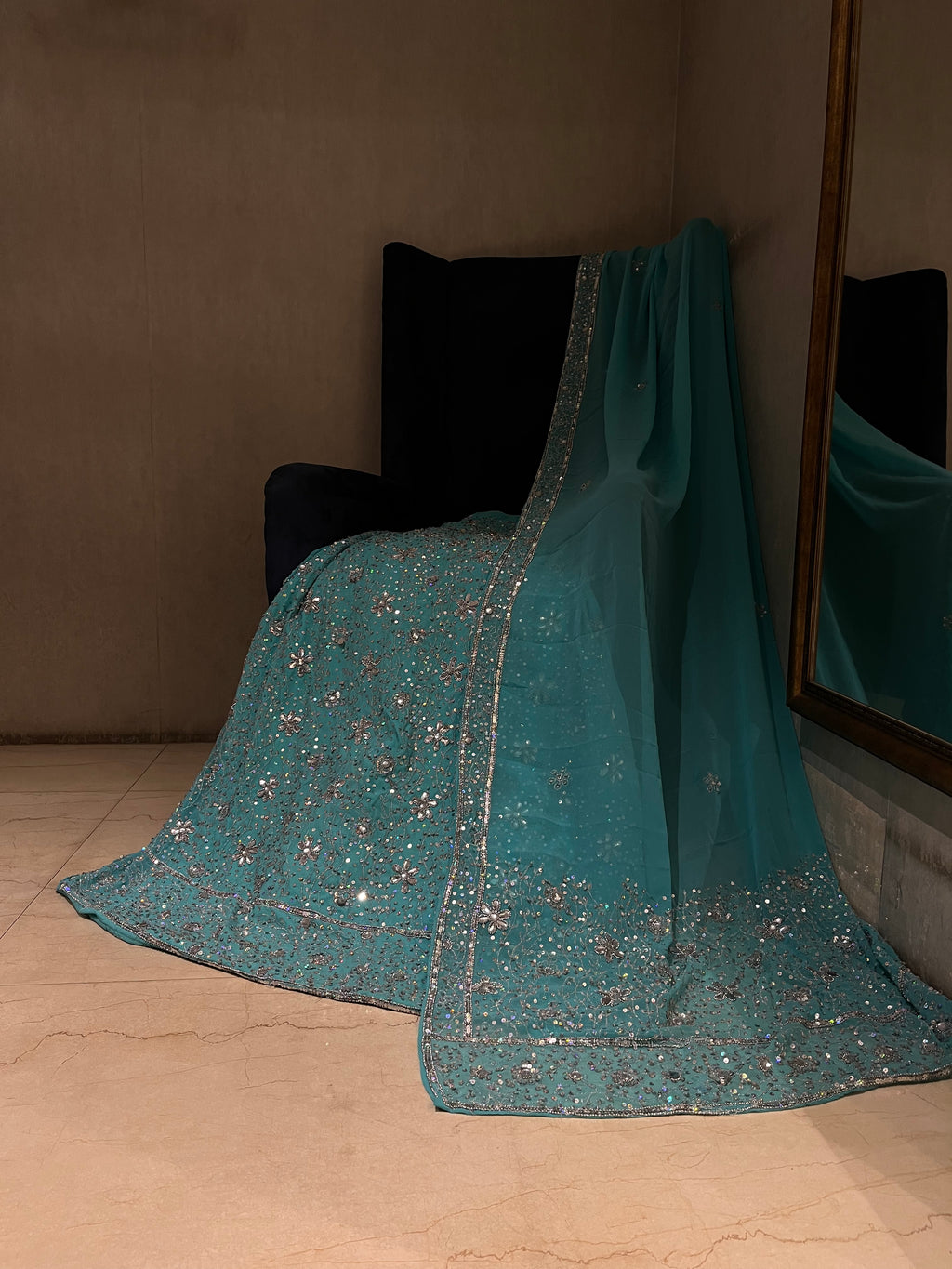 Sky Glitter Lehenga Set