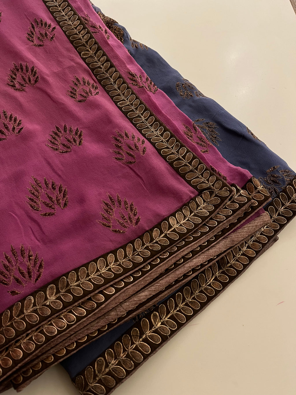 Pink to Purple Ombré Saree