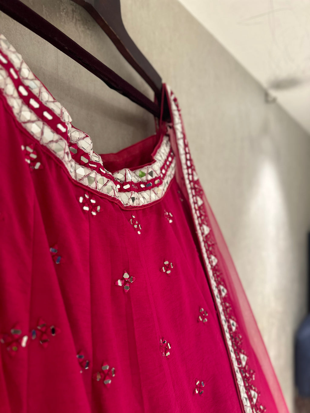 Mirror work Rani Lehenga