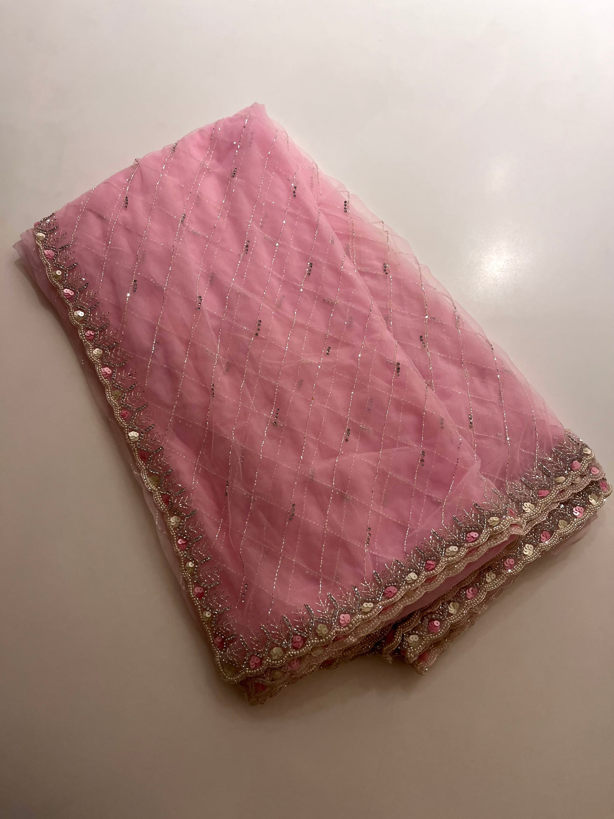 Beautiful Pink Net Saree