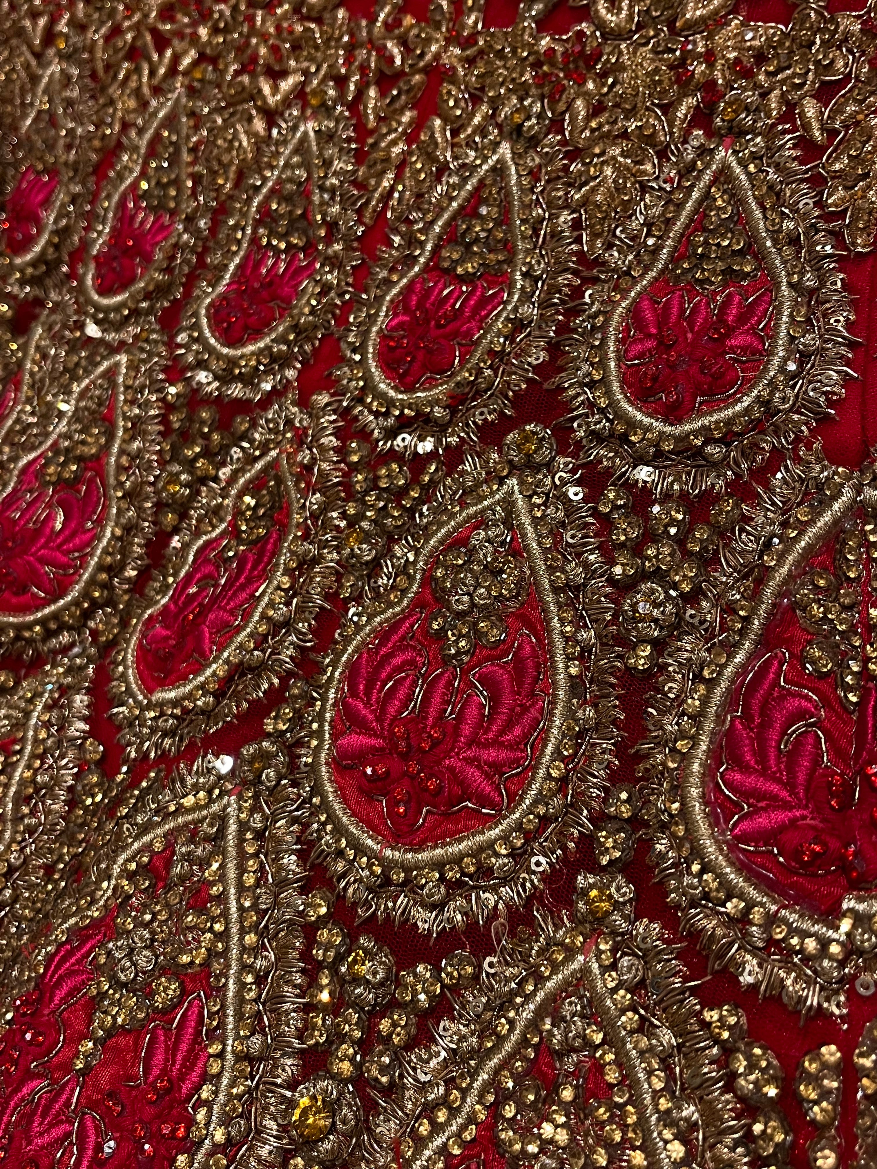 Red and Golden heavy stone lehenga Set