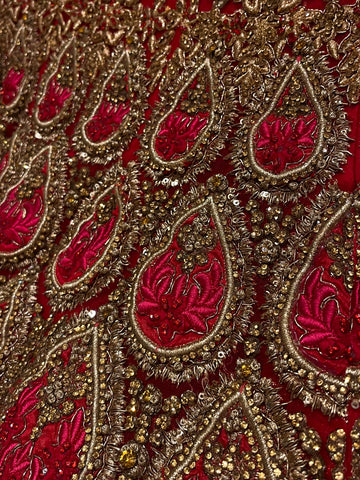 Red and Golden heavy stone lehenga Set