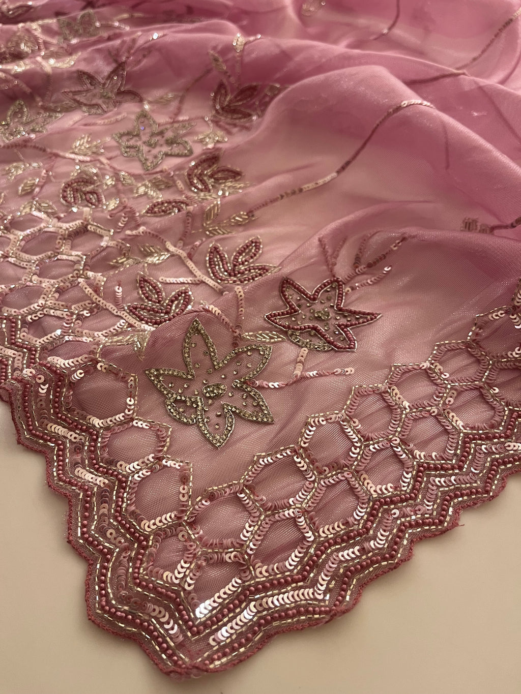 Glossy Pink Evening Saree