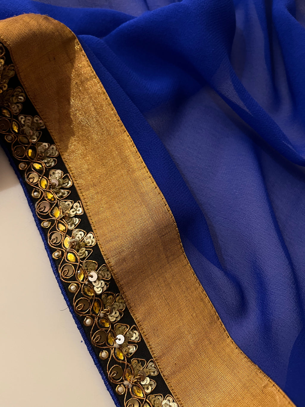 Royal Blue Pure Georgette Saree