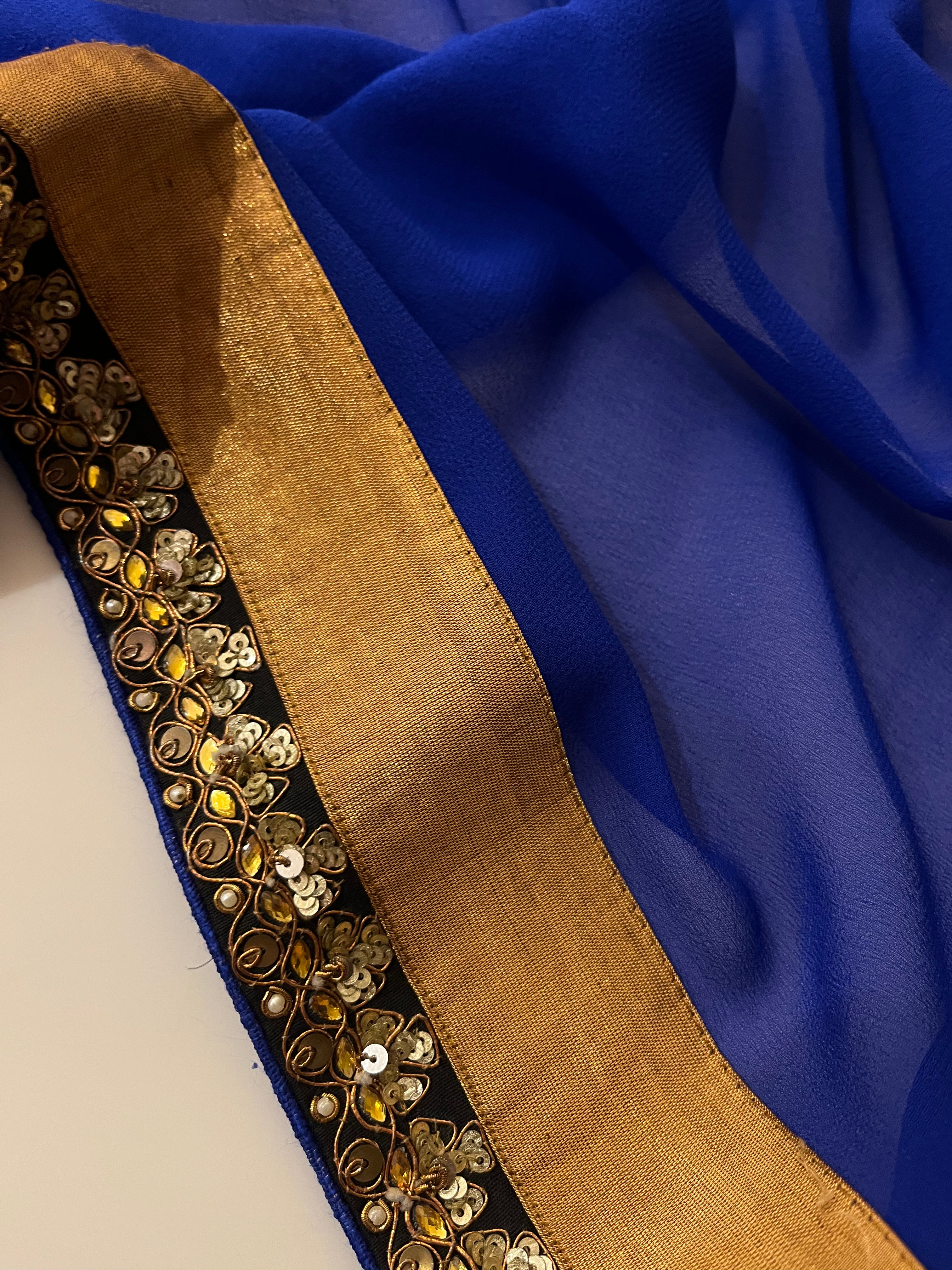 Royal Blue Pure Georgette Saree