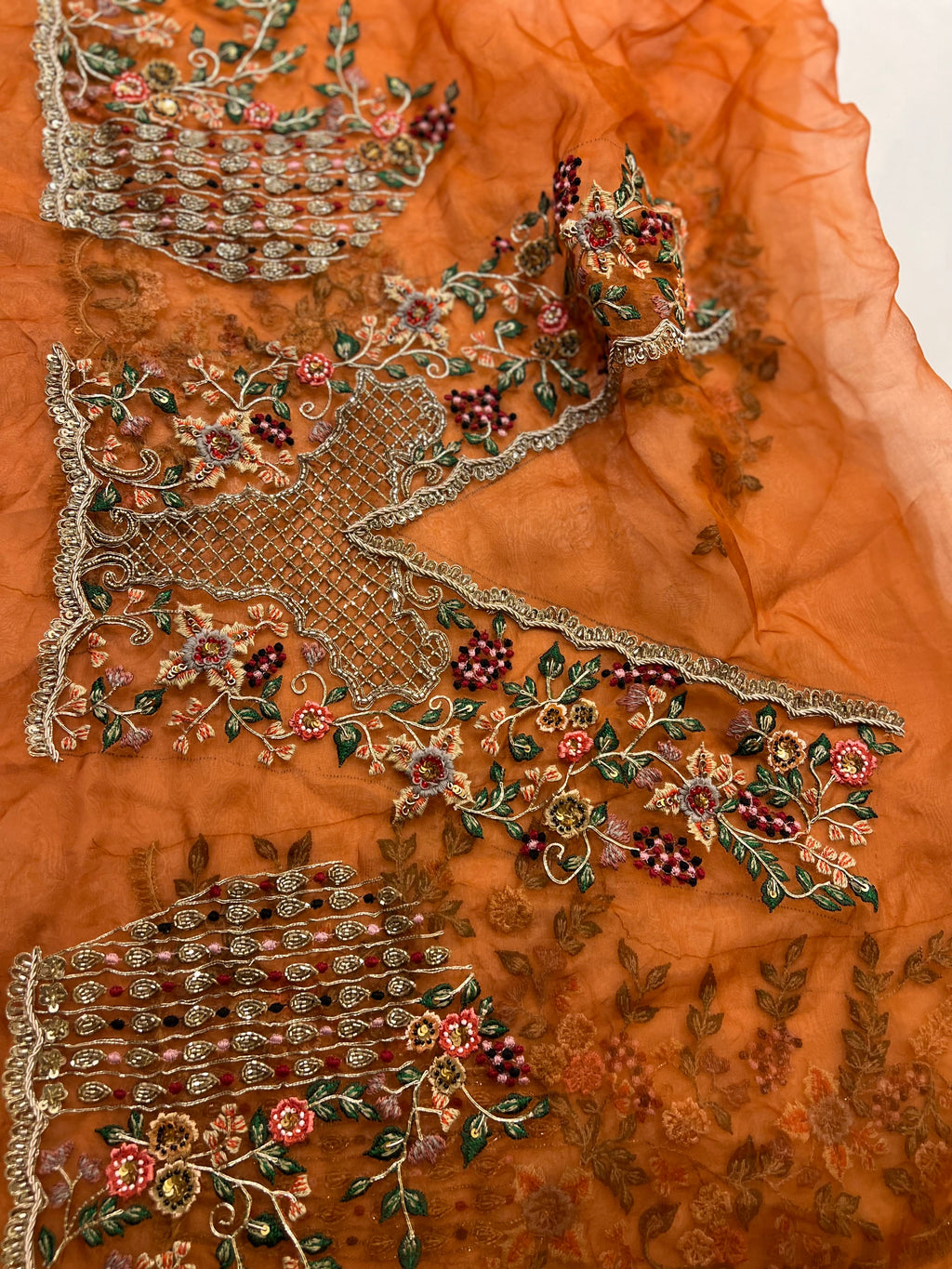 Rust Organza Saree
