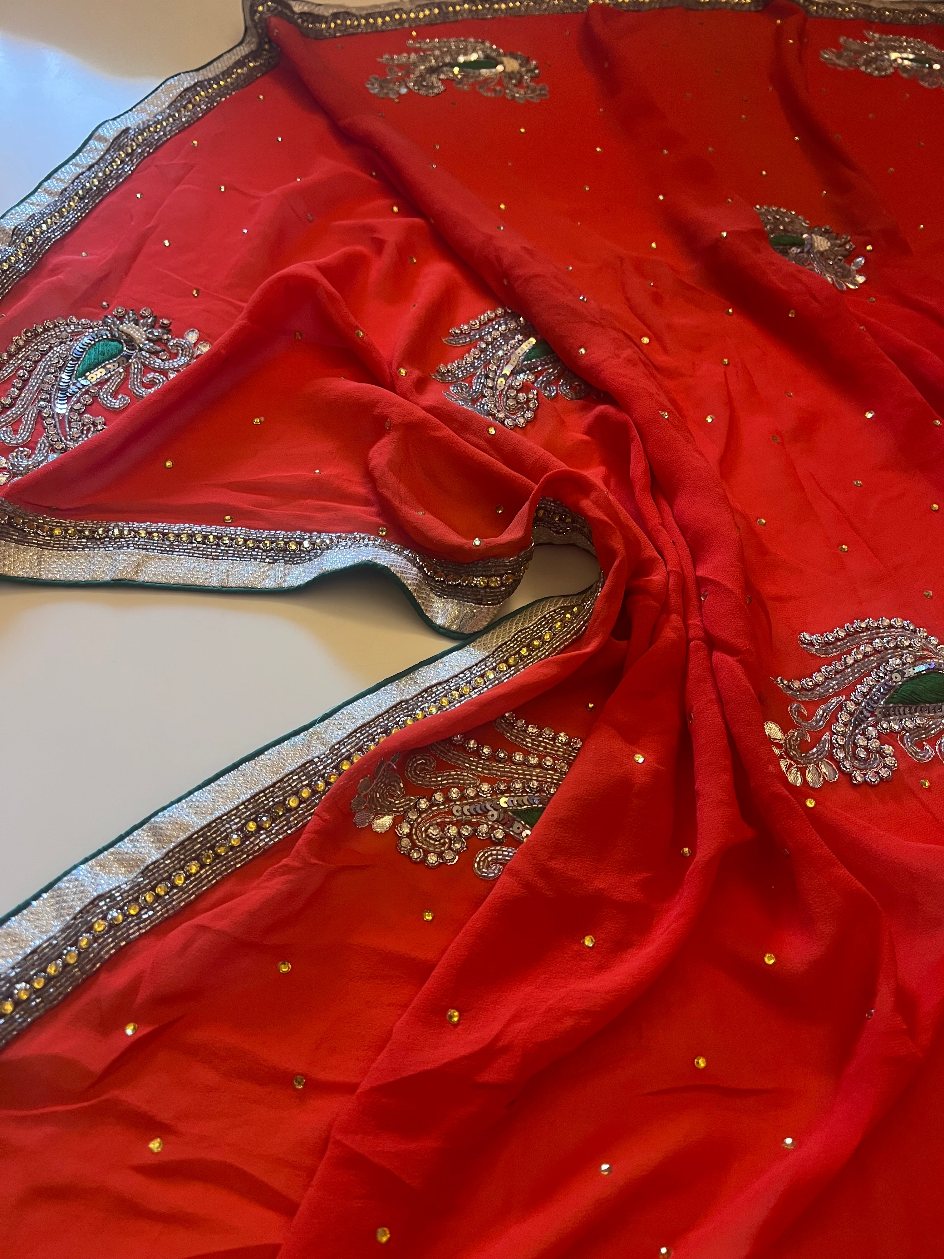 Pure Red Pure Georgette