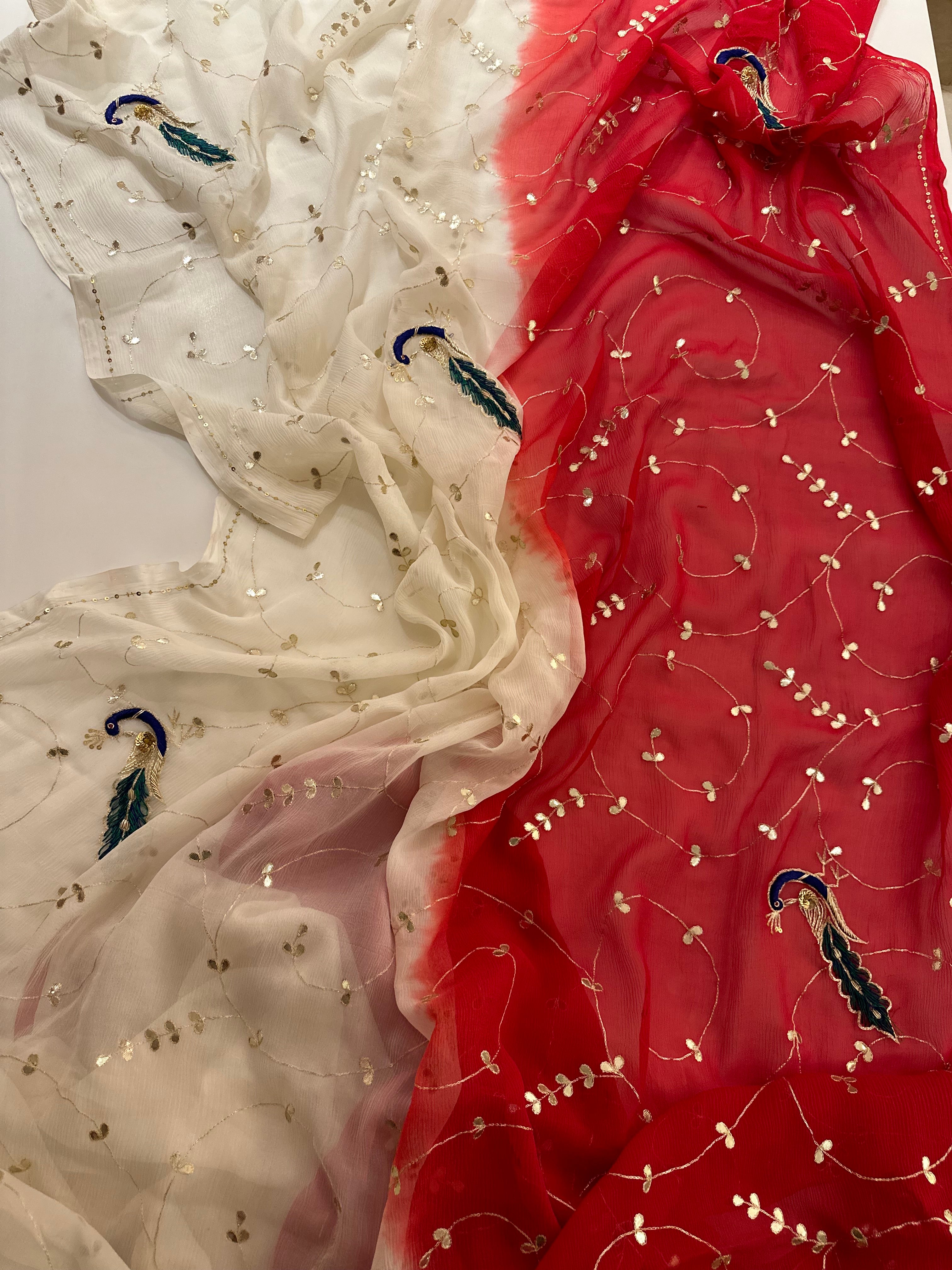 Rajgherano ivory/red shaded