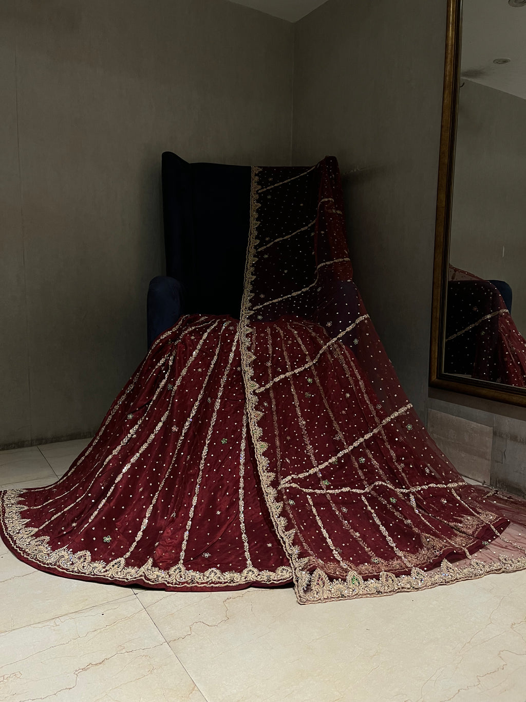 Rajwada style net lehenga set