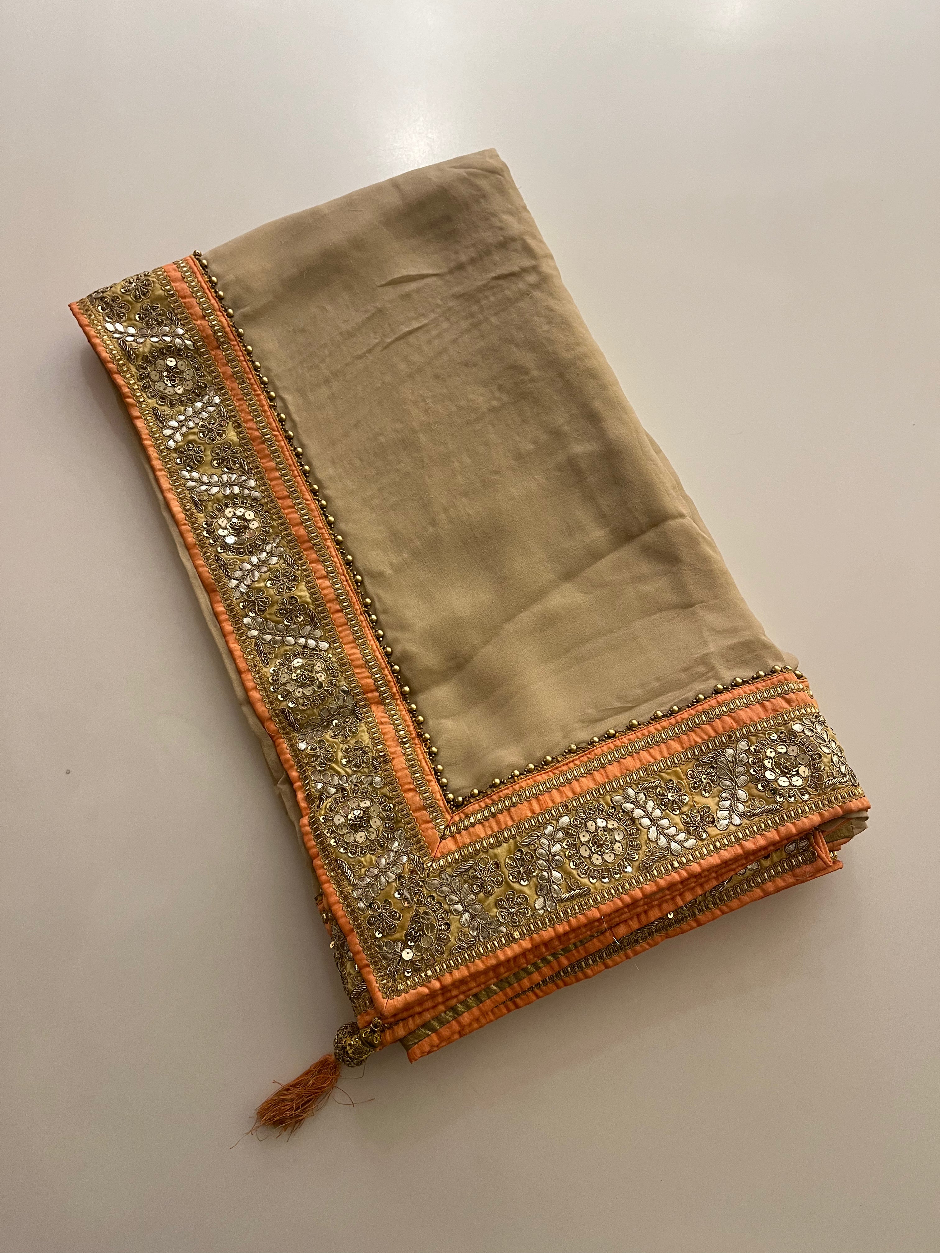 Pure Georgette Crème Saree