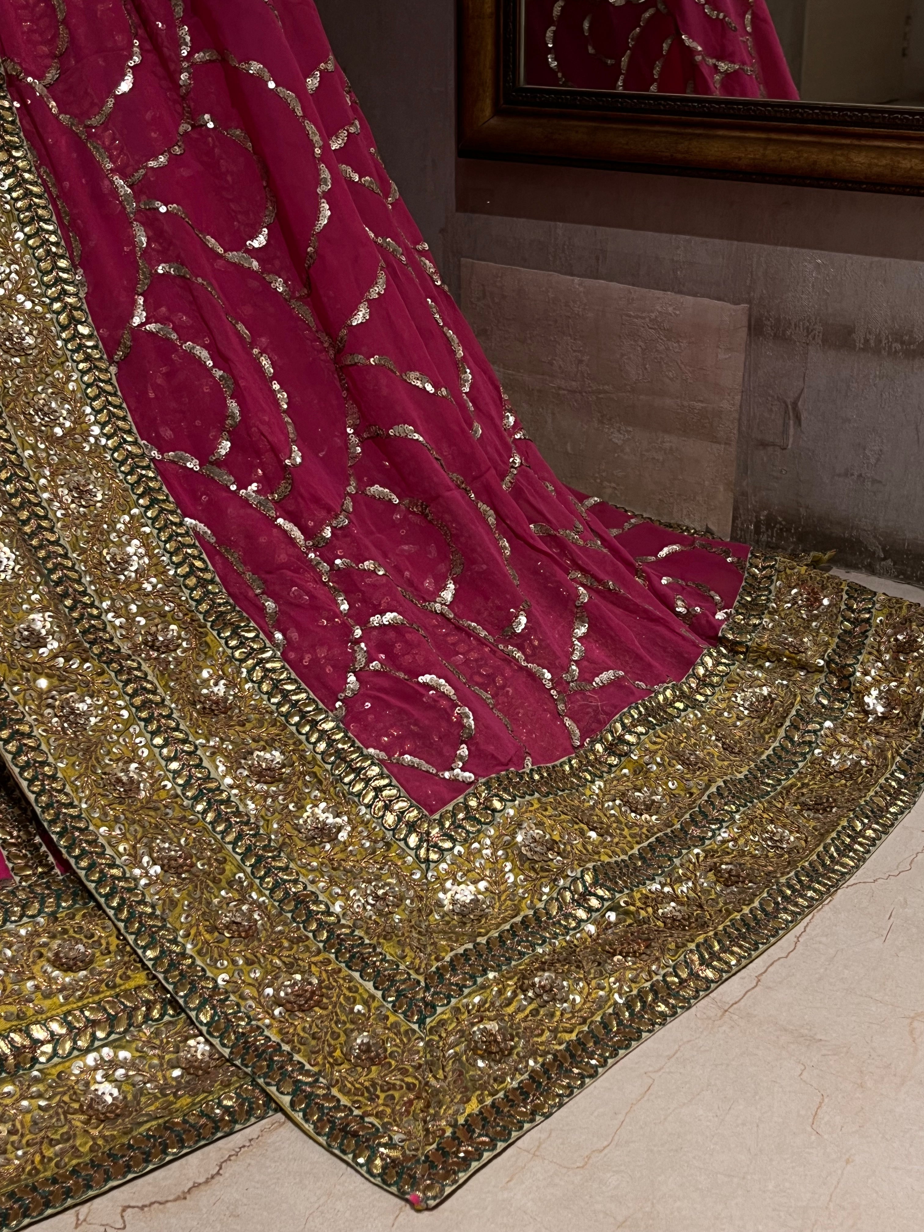 Pink Nad Golden sequins lehenga set