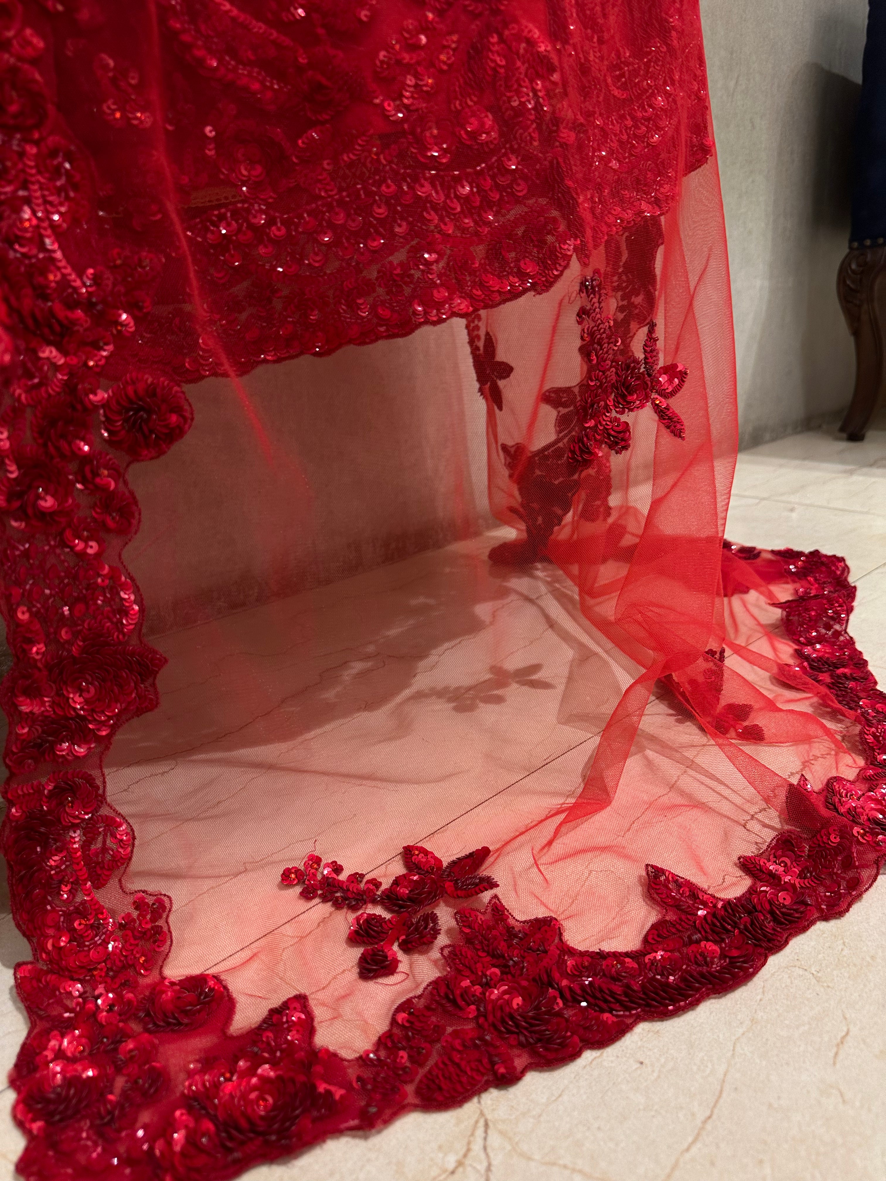 Show Stopper Red Handwork Lehenga