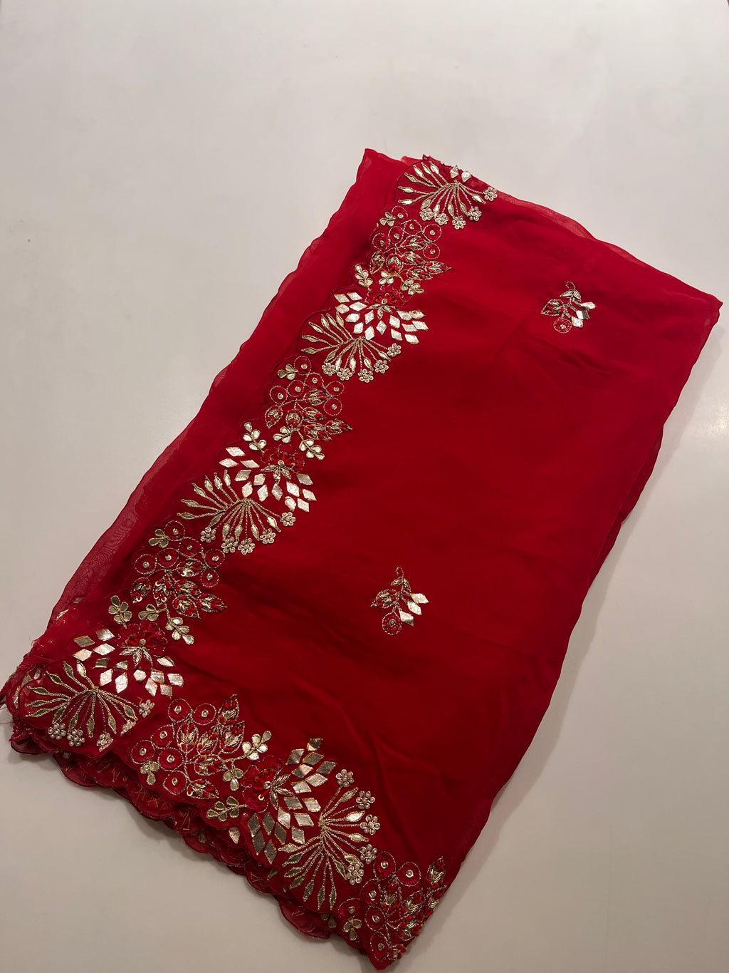 Kaccha Gotta Bridal red saree